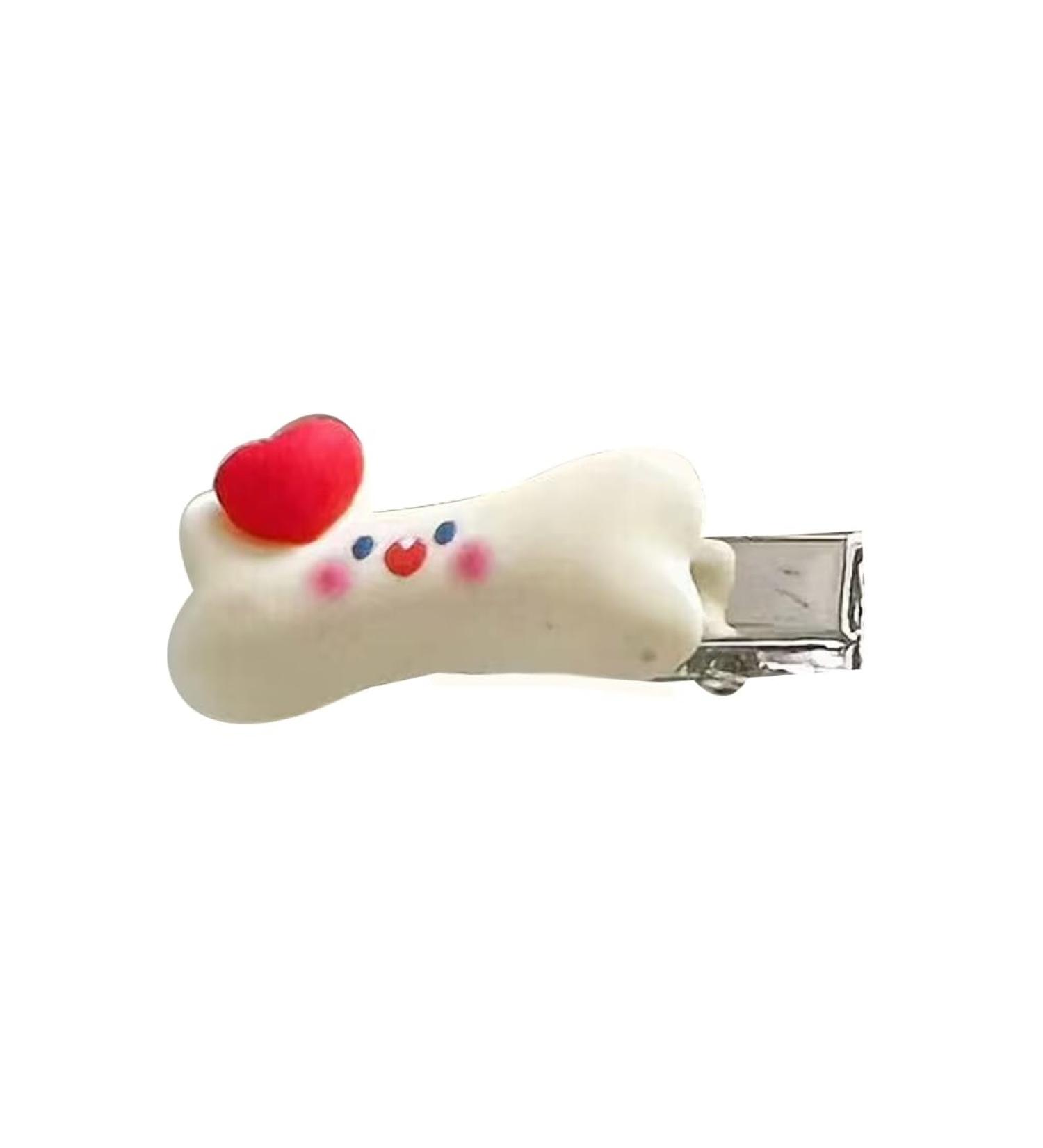 hgnxa Cute Heart&Bone Shape Hairpins Hot Girls Duckbill Hair Clip Spring Hair Clip for Woman Ponytail Side Hair Clip Beige - Buy Online on GoSupps.com