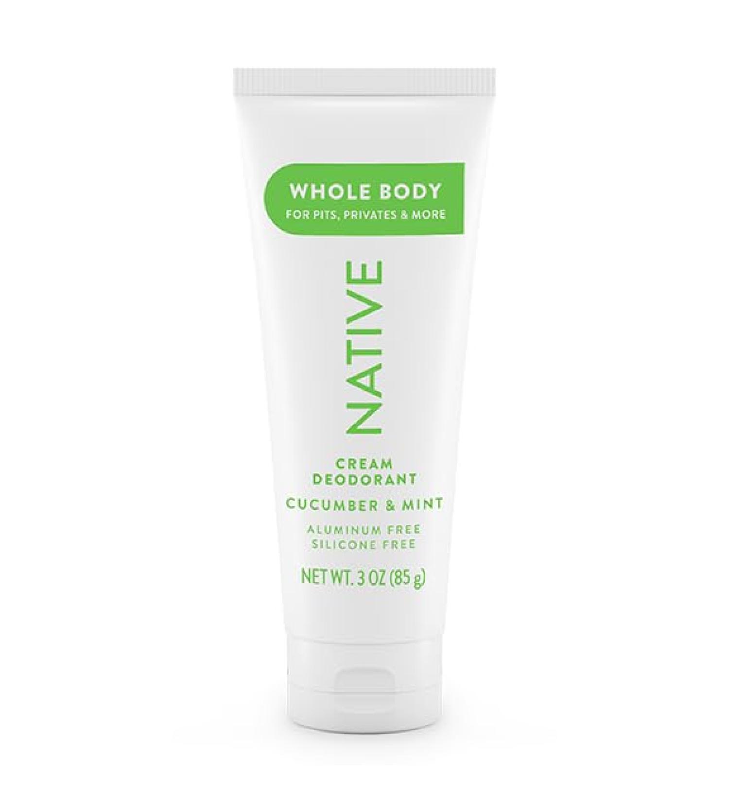 Native Whole Body Deodorant Cream Contains Naturally Derived Ingredients Deodorant for Women & Men | 72 Hour Odor Protection Aluminum Free with Coconut Oil and Shea Butter | Cucumber & Mint - Buy Online on GoSupps.com