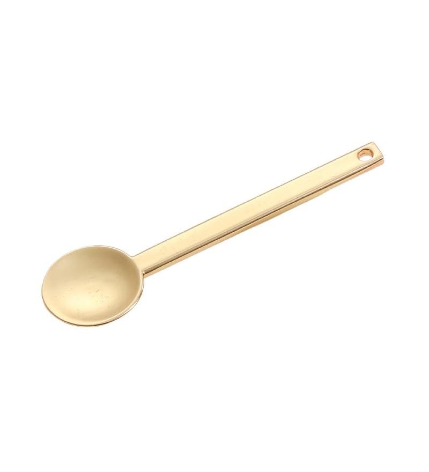 Round Metal Nectar Spoon - Golden Cream Scoop & Cosmetic Mask Stirring Spoon for Beauty & Skincare - Buy Online on GoSupps.com