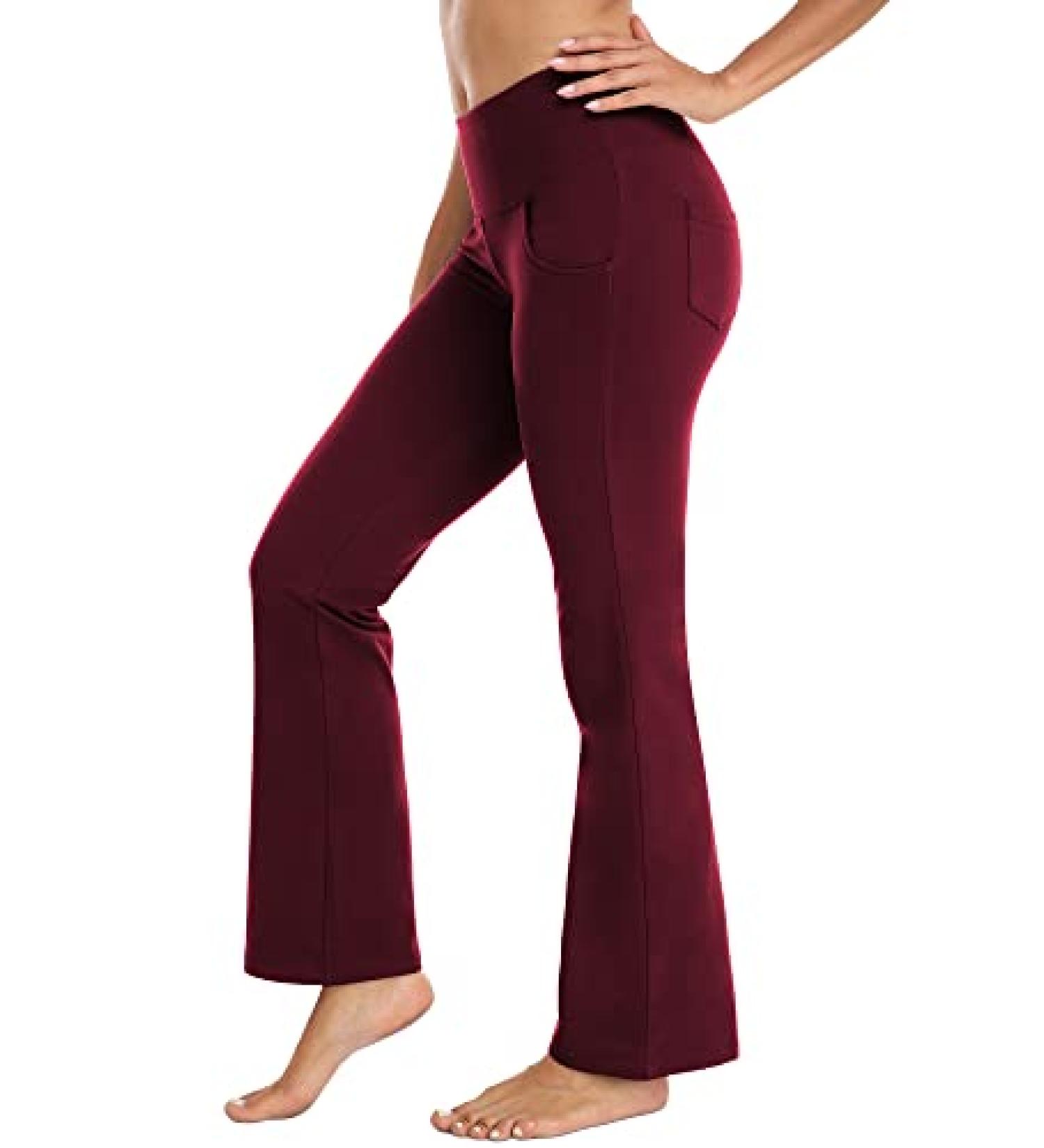 YYDGH Bootcut Yoga Pants For Women High Waisted Yoga Pants With Pockets For Women Bootleg Work Pants Workout Pants Gray S