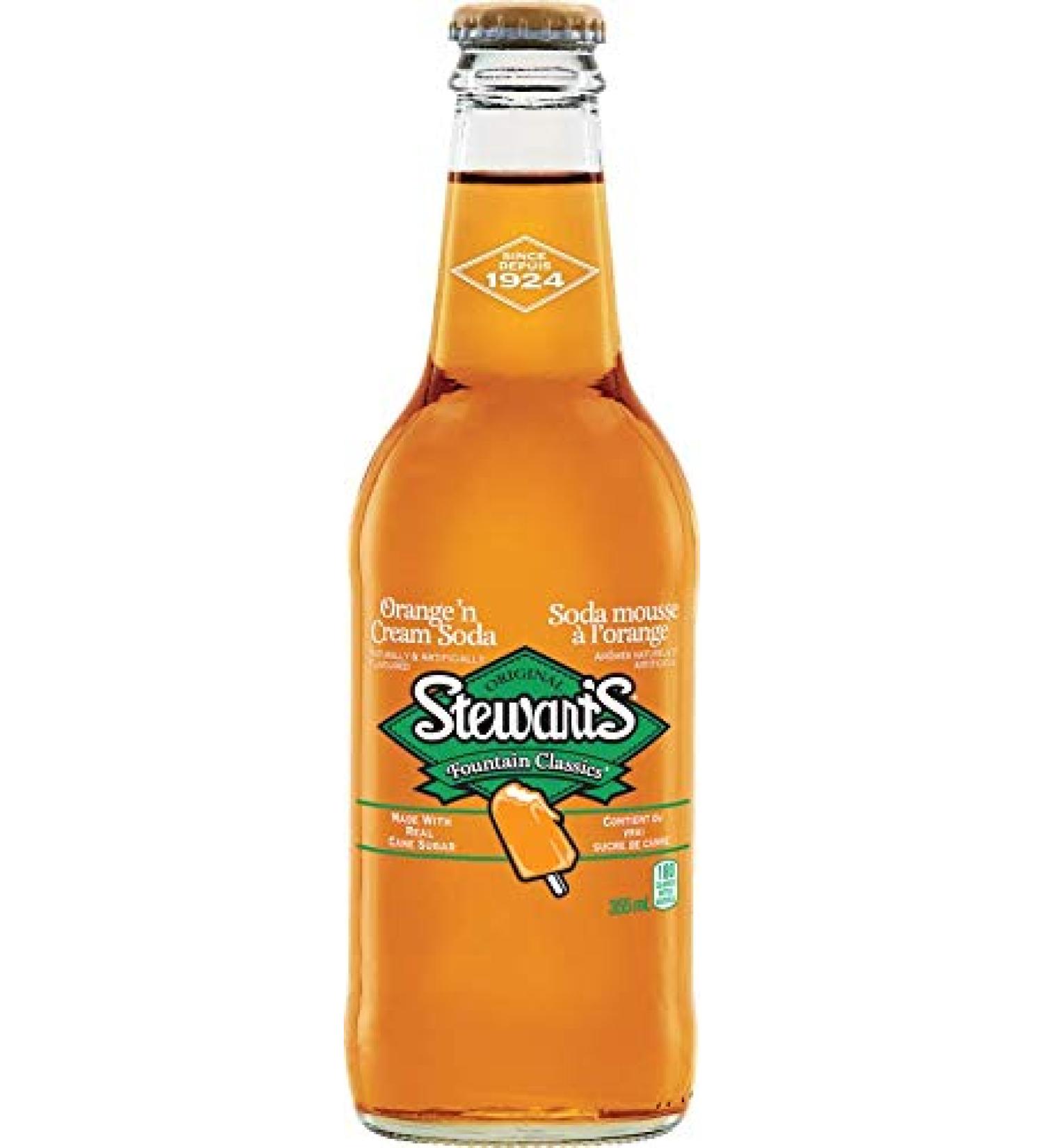 Stewarts Fountain Classic Soda 355ml Glass Bottles Orange'n Cream Soda 24 Count - Buy Online on GoSupps.com