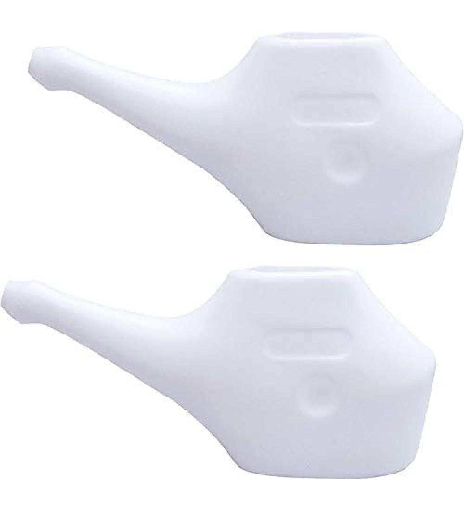Economy Light-Weight Durable Neti Pot Set of 2 - Natural Treatment for Sinus - Travel Friendly & Eco-Friendly - Dishwasher Safe - White - Buy Online on GoSupps.com