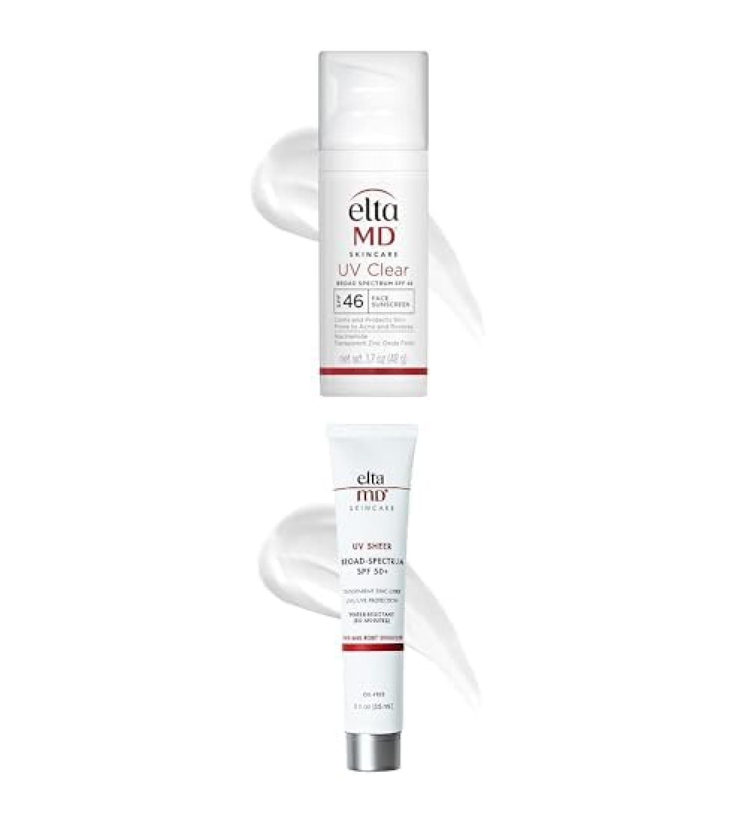Bundle of EltaMD UV Clear Face Sunscreen SPF 46 1.7oz Oil-Free Zinc Oxide + UV Sheer Face & Body Sunscreen SPF 50+ 3oz Oil-Free No White Cast Dermatologist Recommended for Sensitive Skin
