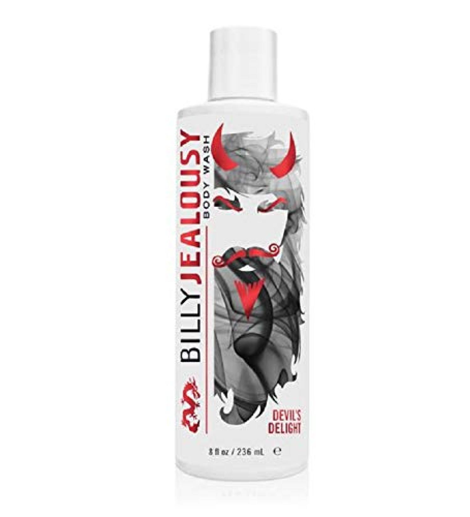 Billy Jealousy Devil's Delight Hydrating Body Wash for Men with Coconut Oil and Shea Butter Cleanse Smooth & Soften Skin Black Pepper/Sandalwood Scent 8 fl. oz.