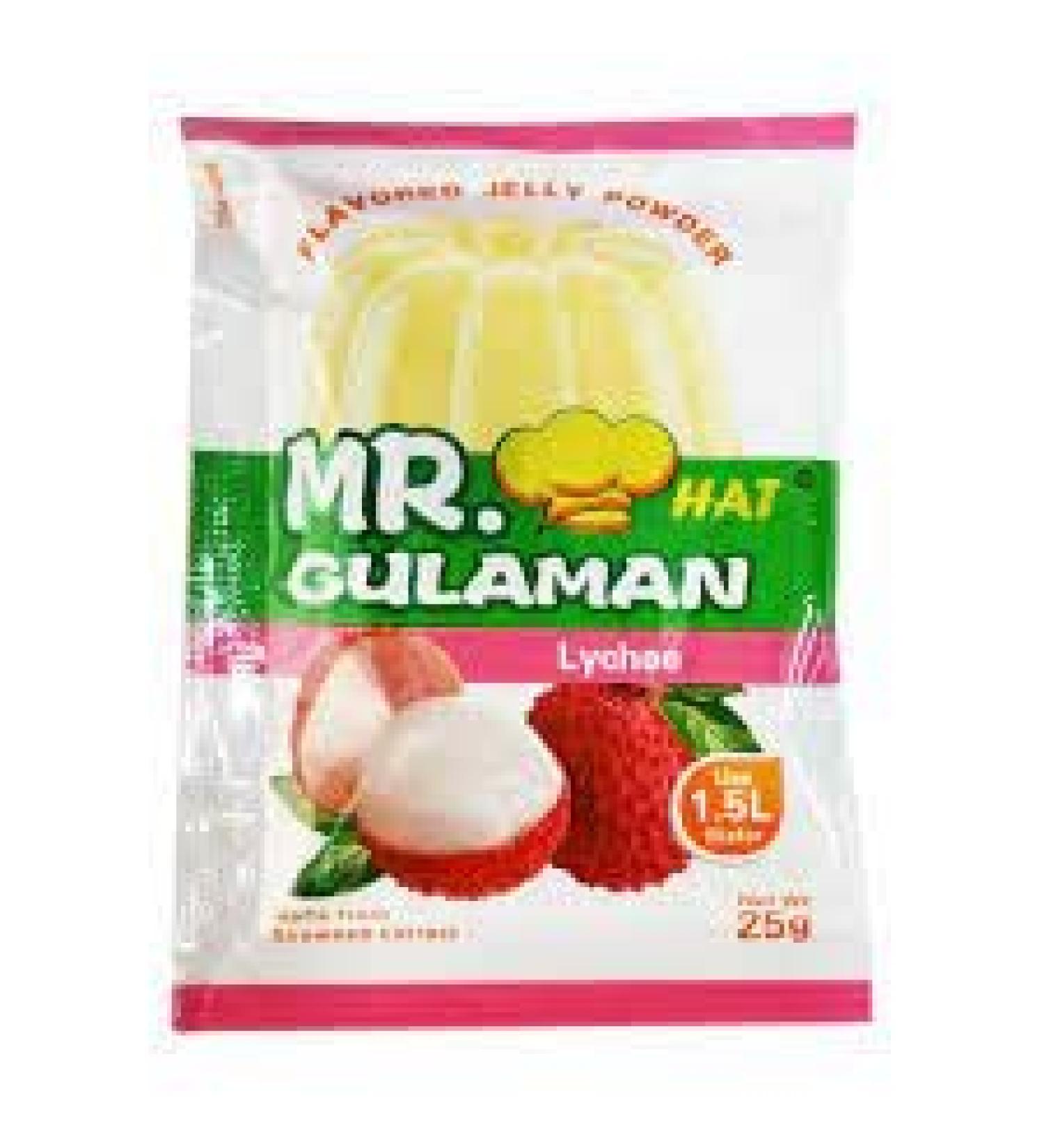 Pack of 3 Mr. Gulaman Unflavoured LYCHEE Jelly Powder Made from Seaweed Extract LYCHEE Gulaman 25g