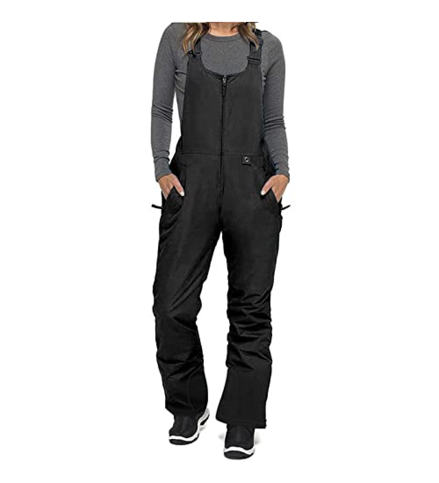 Juaugusep Waterproof Insulated Snow Bib Overalls Women's Ski Pants | Black Medium - Buy Online on GoSupps.com