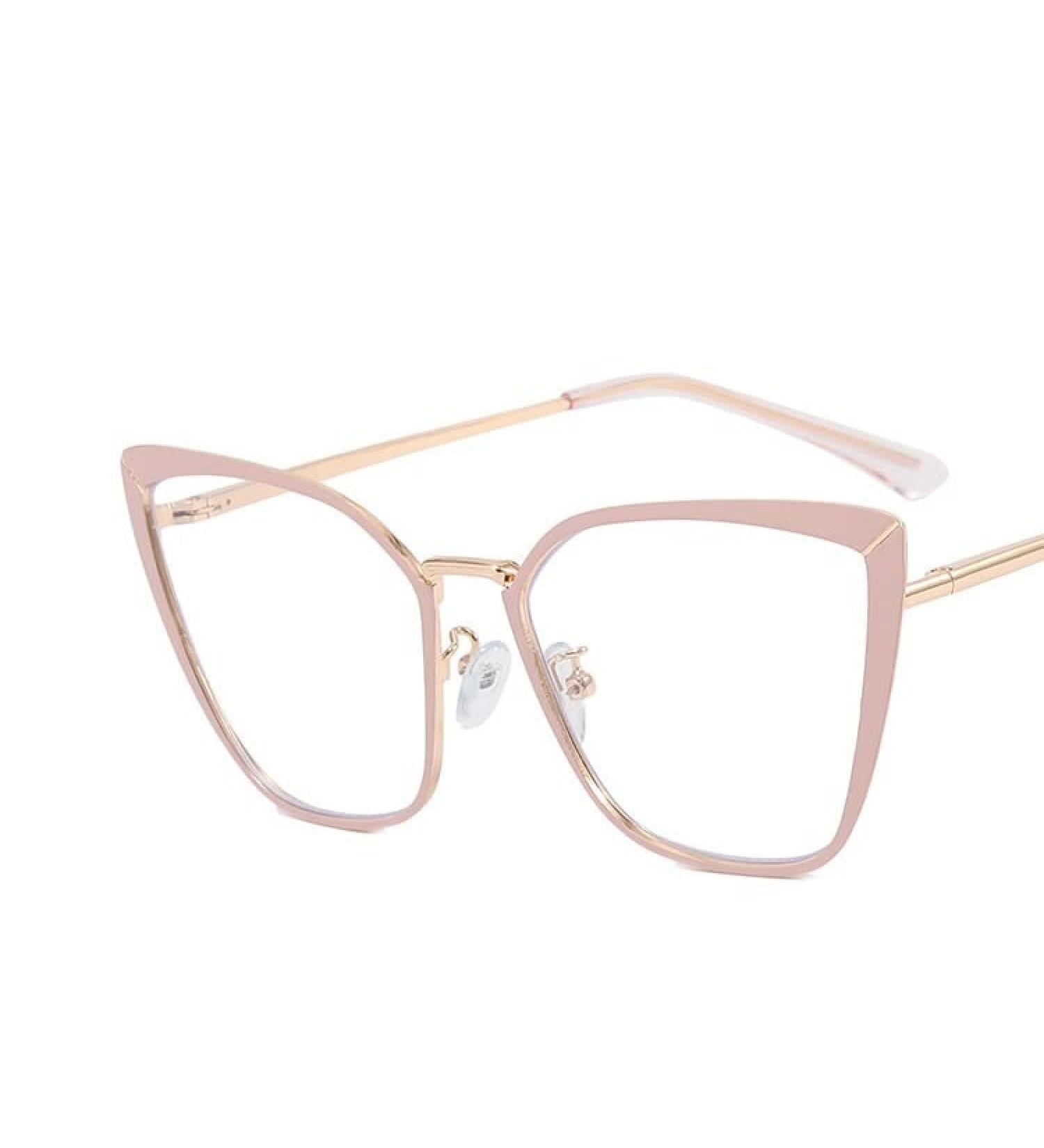 Oversized Cat-Eye Vintage Reading Glasses - Anti UV Blue Light Blocking Flat Light Mirror Eyewear in Pink - International Shipping Available - Buy Online on GoSupps.com
