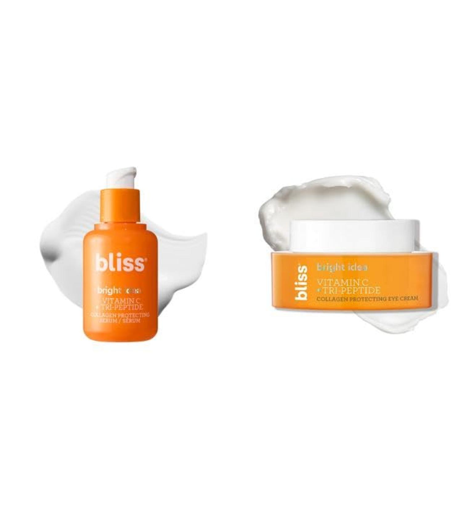 Bliss Bright Idea Vitamin C Serum & Eye Cream Duo - Brightening and Hydrating - Anti-aging Serum Reduces Fine Lines - Clean Vegan & Cruelty-Free - Buy Online on GoSupps.com