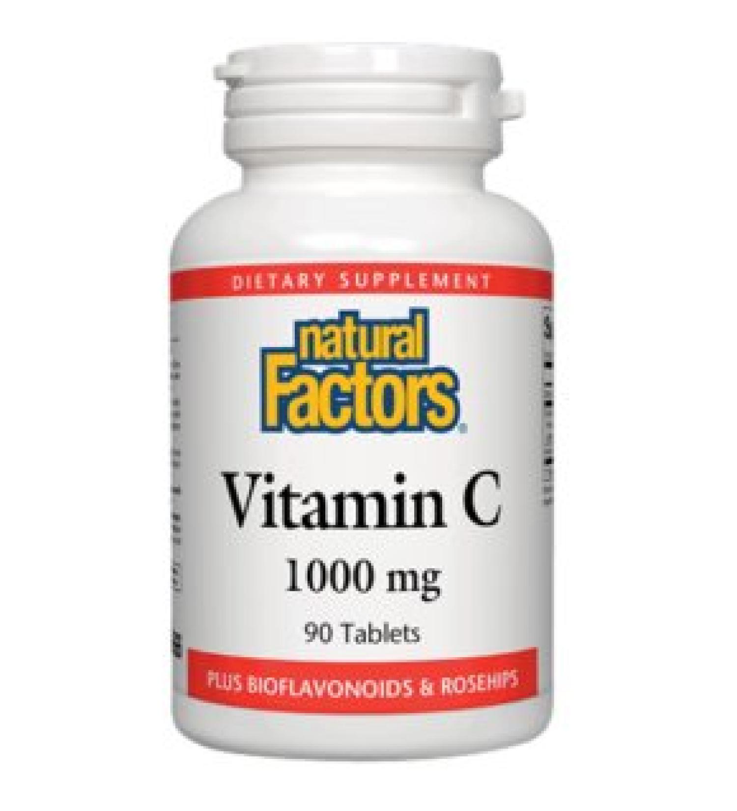 Natural Factors Vitamin C Plus Bioflavonoids & Rosehips 1000 mg - 90 Tablets | Immune Support & Antioxidant - Buy Online on GoSupps.com