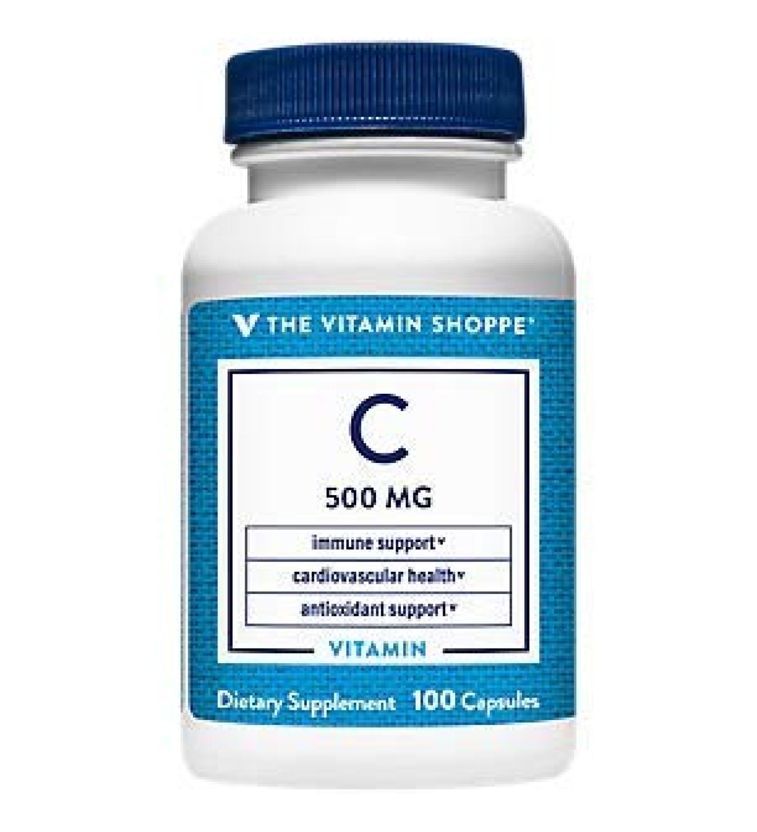 Vitamin Shoppe Vitamin C 500MG Antioxidant for Immune & Cardio Health - 100 Capsules - Buy Online on GoSupps.com