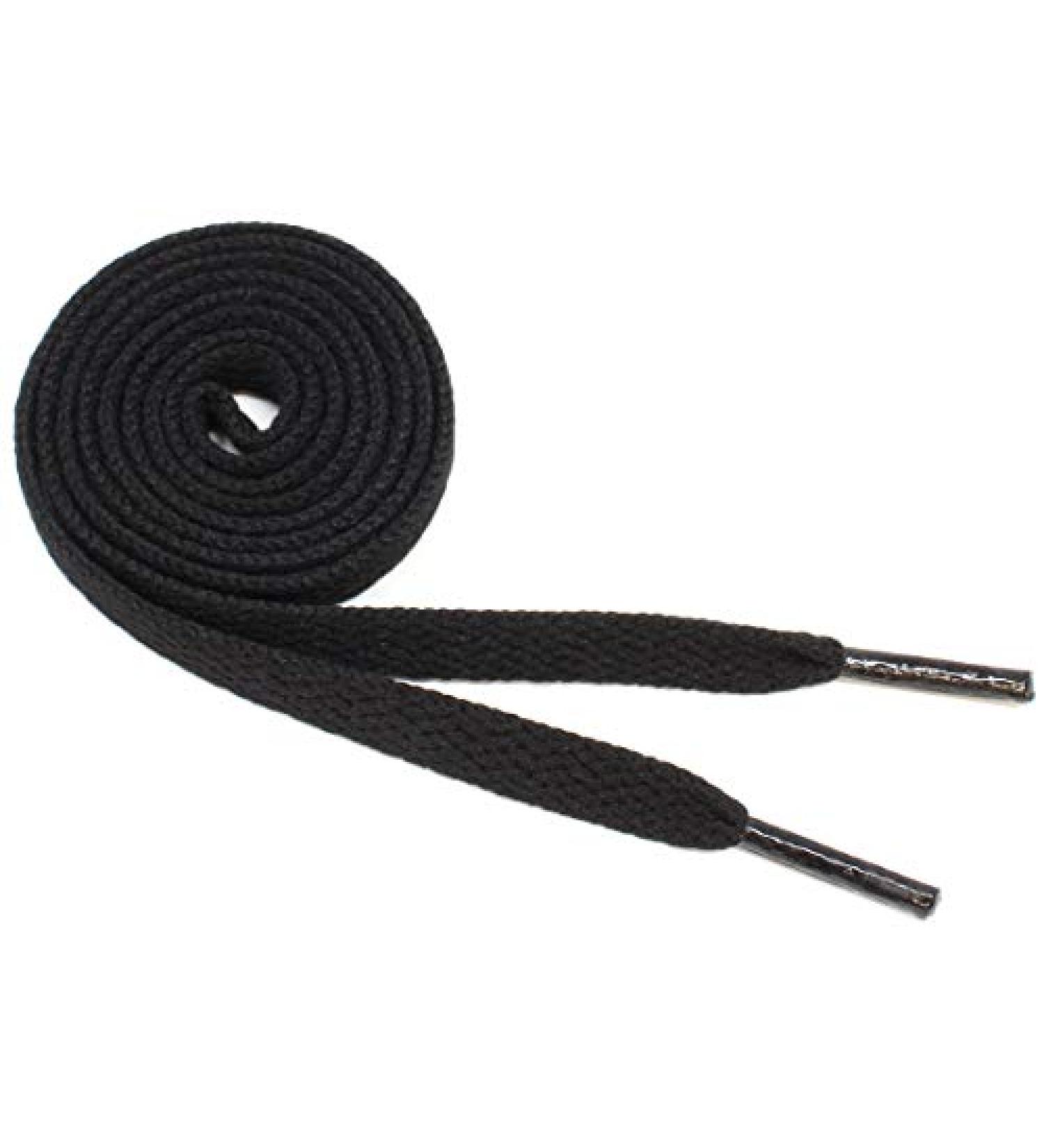Flat Shoelaces 5/16 Wide - Solid Black Color - 45 (114 cm) Length - Athletic Sneakers, Boots & Shoes - Buy Online on GoSupps.com