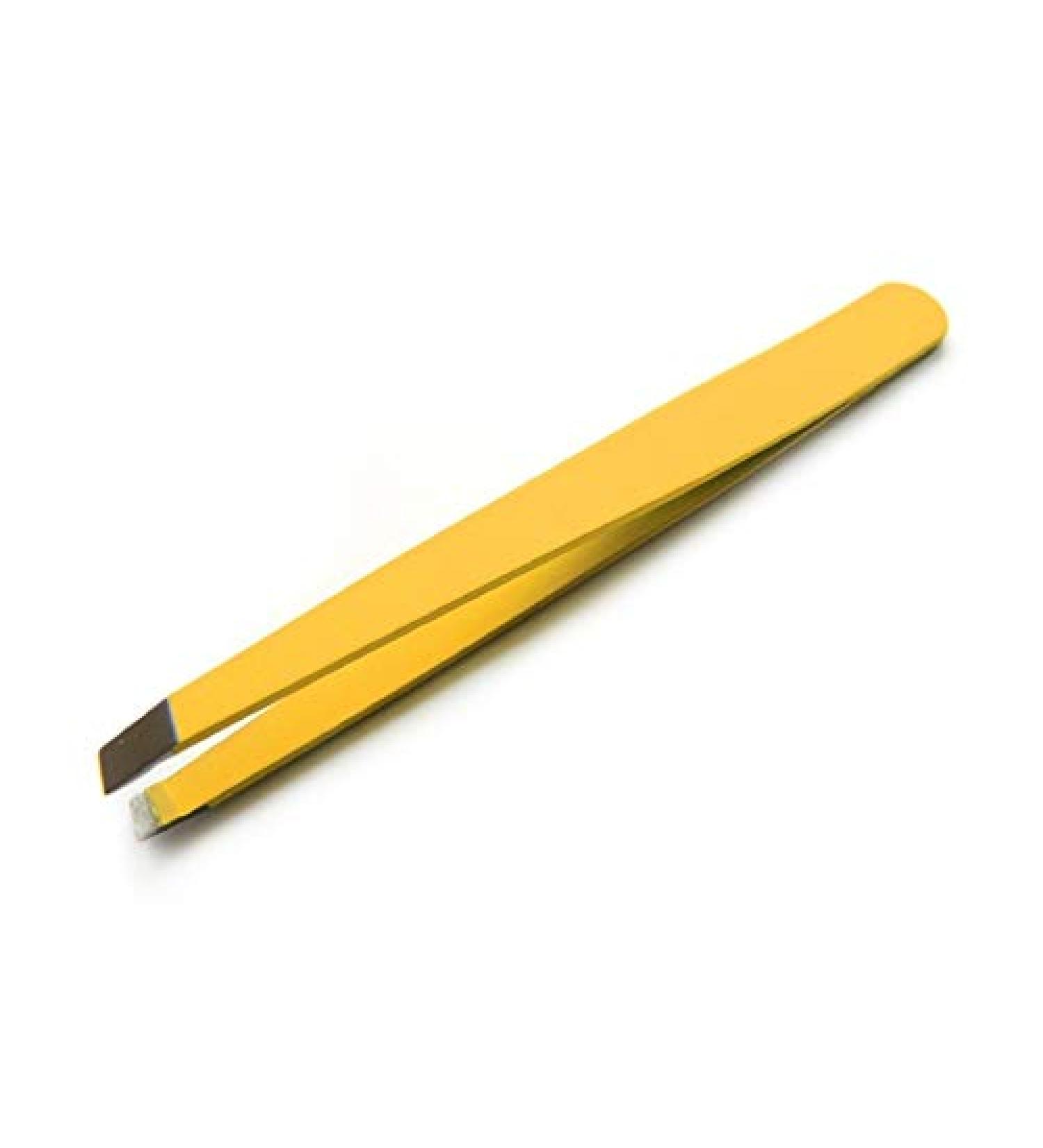 Effective Eyebrow Slanted Tweezer Covered with Colour Silicon (Yellow)