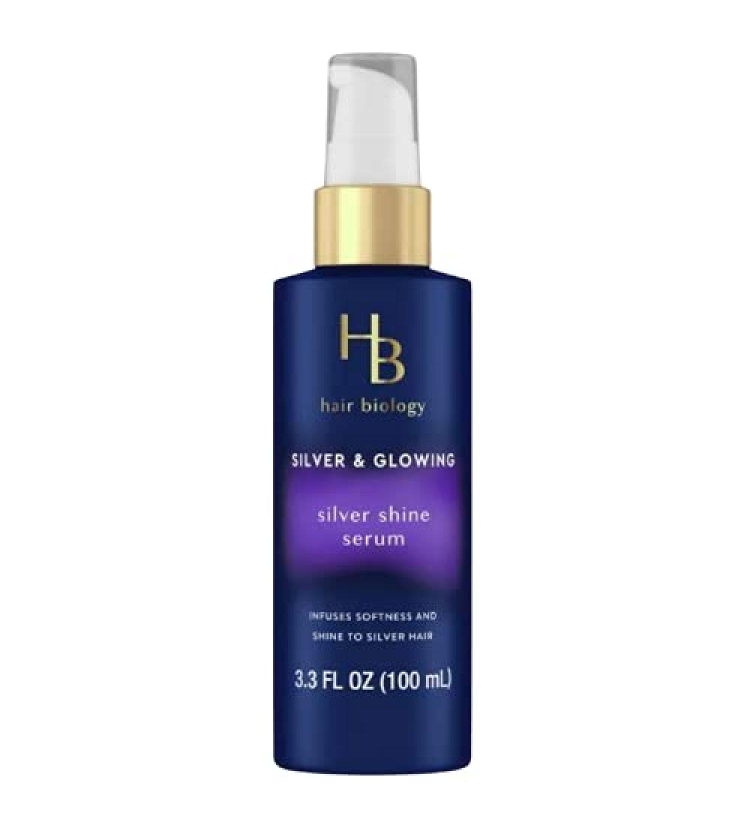 HB Hair Biology Silver Shine Serum with Biotin 3.3 fl oz - Moisture and Shine for Color-Treated Gray Hair | Smooth, Soften, and Enhance Healthy Glow (1 Pack) - Buy Online on GoSupps.com