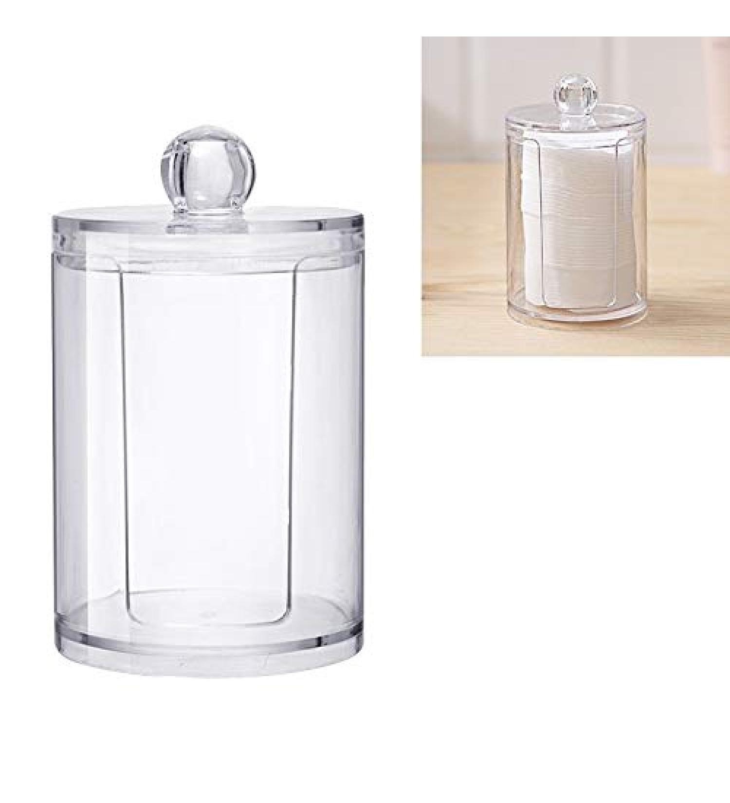 YSH Makeup Transparent Round Plastic Cosmetic Box Cotton Pads Storage Box Cosmetic Beauty Tool Kit - Buy Online on GoSupps.com