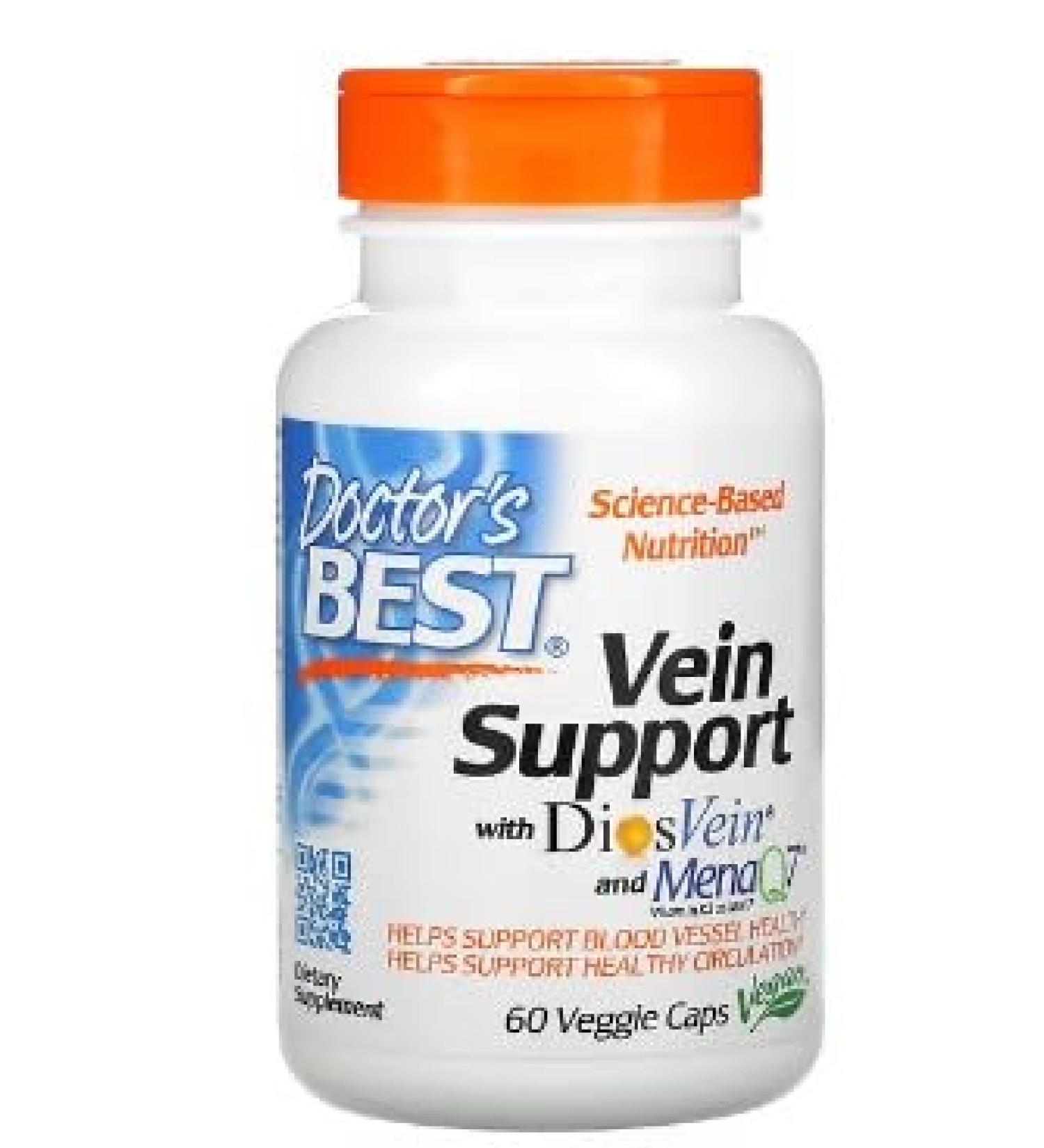 Doctor's Best Vein Support with DiosVein and MenaQ7-60 Vegetable Capsules - Optimal Vascular and Circulatory Health - Buy Online on GoSupps.com