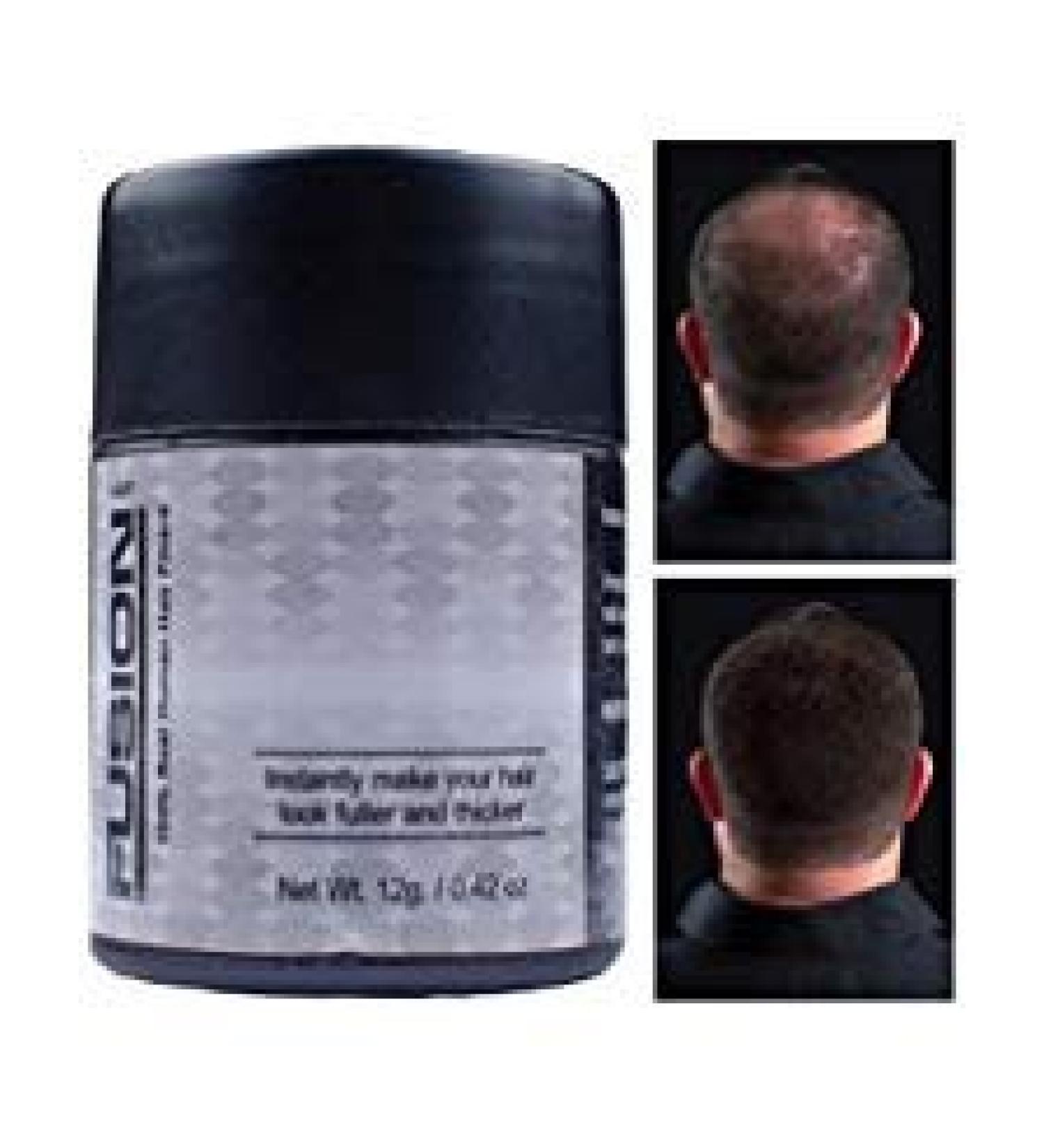 HAIR FUSION - 100% Real Human Hair Fibers - Conceal bald and thinning hair - Root touch up - Volumizer - Unisex (0.43 oz  Black)