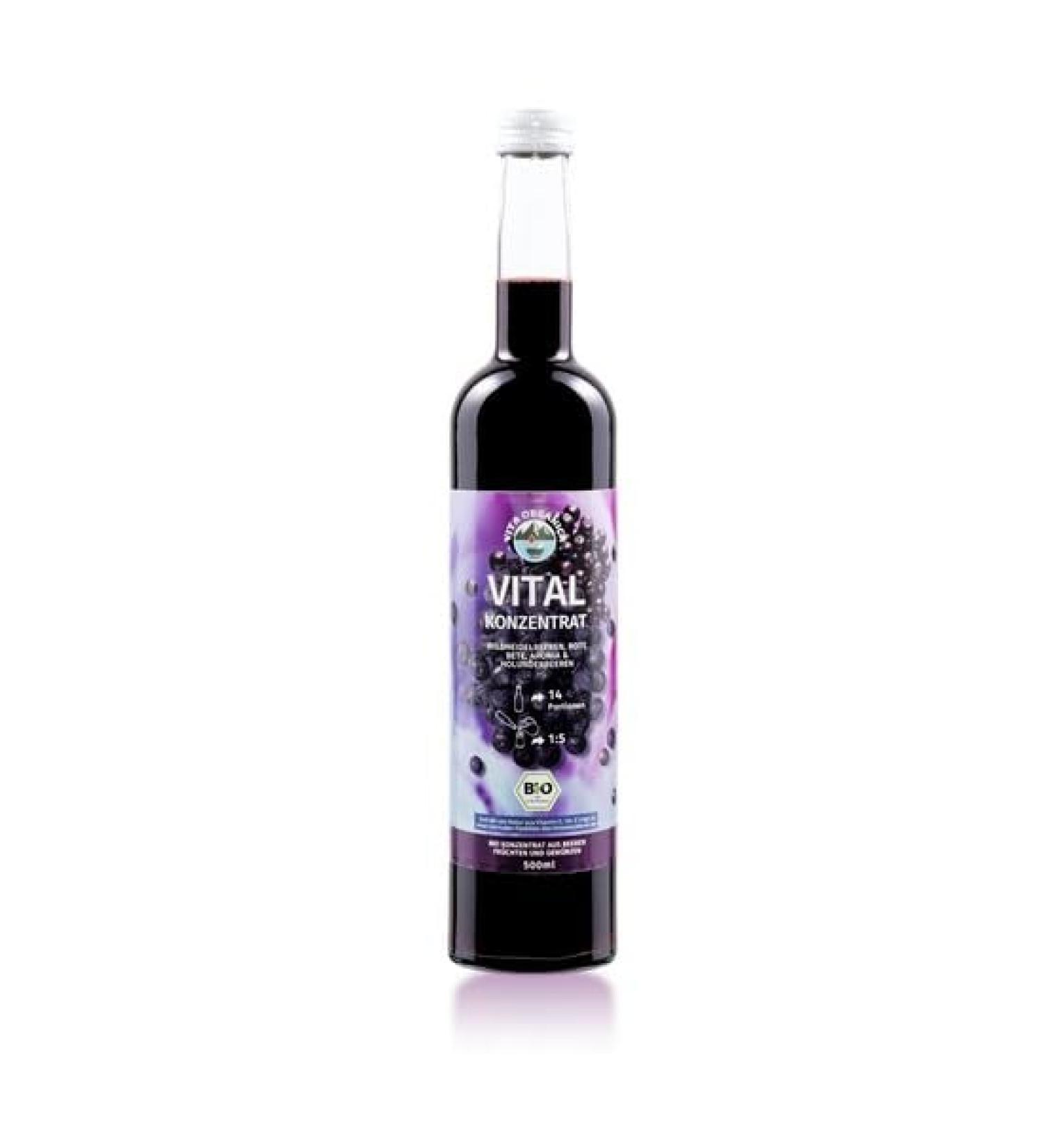  VITA ORGANICA Vita Organica Vital Concentrate 500 ml - Organic Wellness Drink with Cold Pressed Super Fruits - Grapes Blackcurrant Chokeberry Beetroot and Turmeric - Vegan Gluten Free No Added Sugar - Buy Online on GoSupps.com