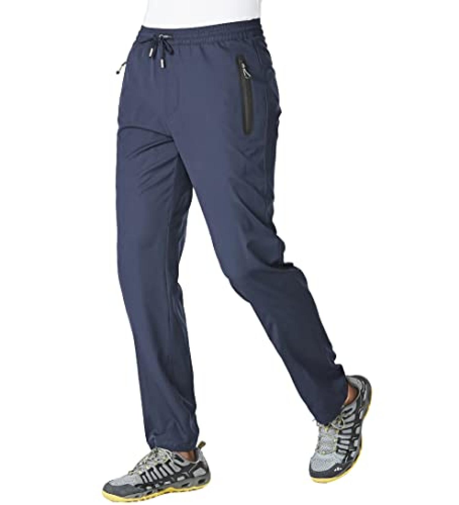 BASUDAM Men's Athletic Pants - Quick Dry Lightweight Sports Pants for Running, Jogging, Hiking - Dark Blue, Medium - Buy Online on GoSupps.com