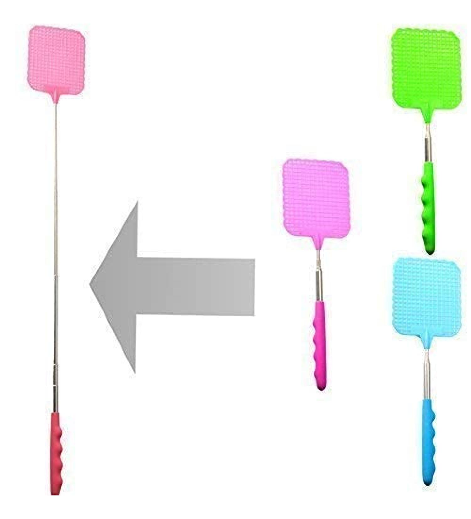 DRULINE telescopic fly swatter extendable fly swatter fly catcher (12 pack (mixed colours))
