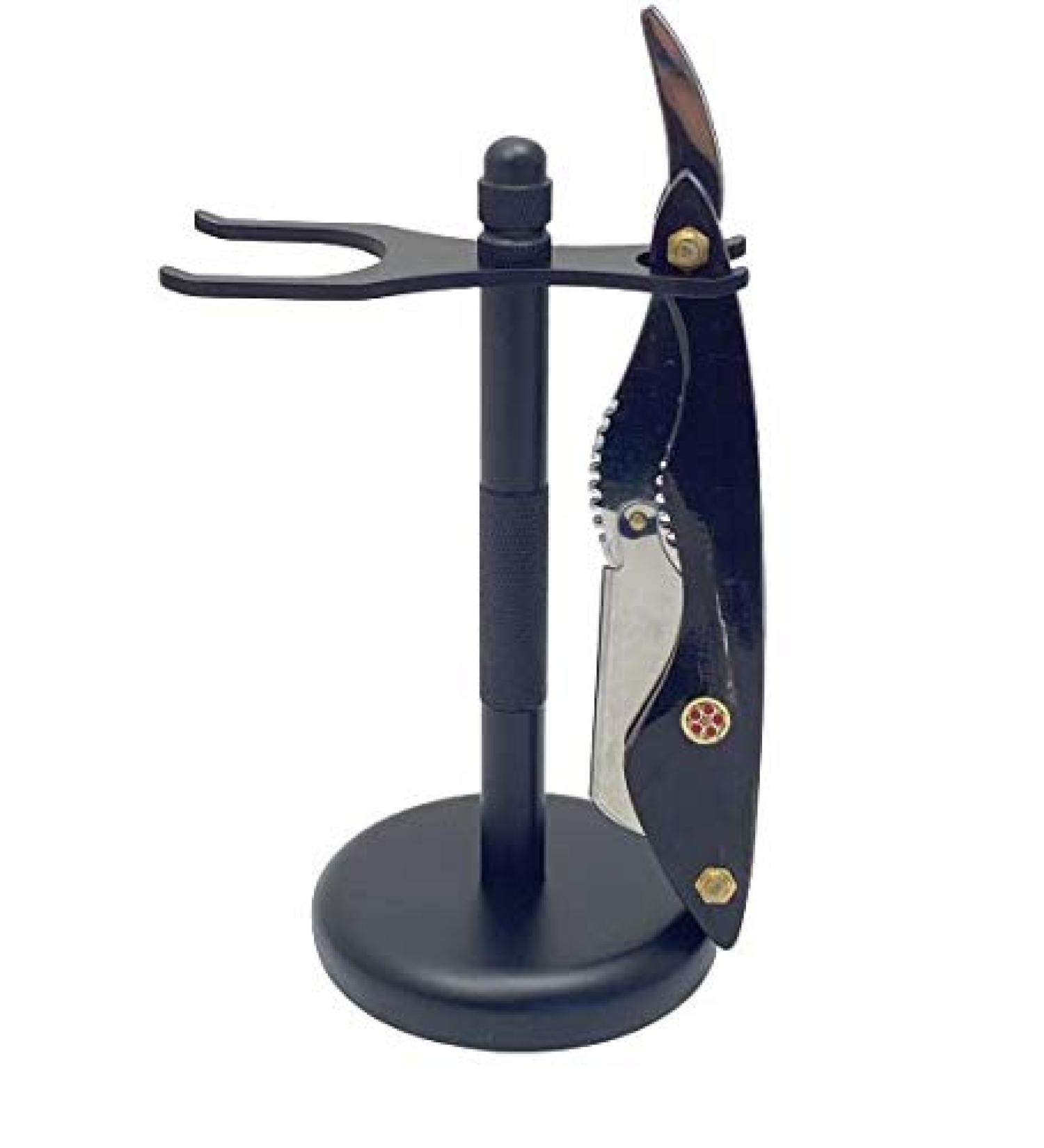 G.B.S Men's Classic Straight Edge Razor Shavette - Professional Black Brush & Stand 10 Blades Effortless Glide Pain-Free Shaving - Buy Online on GoSupps.com