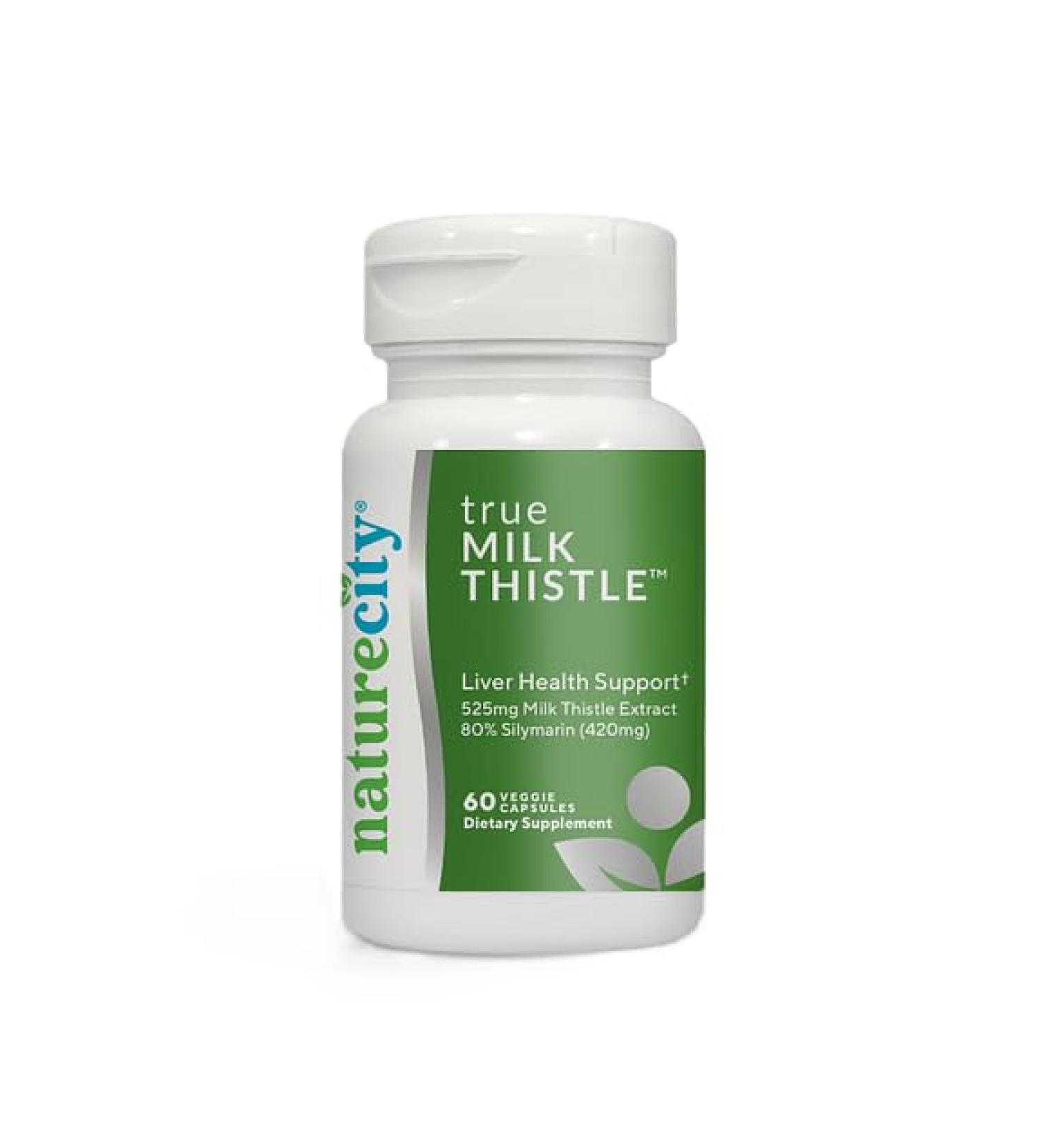 NatureCity TrueMilkThistle | Milk Thistle Supplement 525mg | Milk Thistle (80% silymarin) containing 420mg of Silymarin | Antioxidant Support | Liver Support Supplement | 60 Veggie Capsules 1 - Buy Online on GoSupps.com
