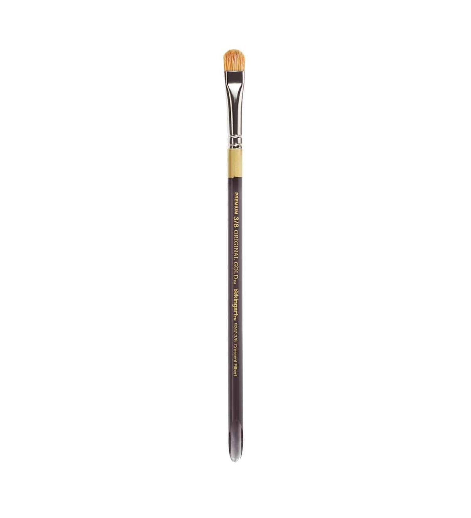 KINGART Original Gold Specialty 9247 Series, Crescent Filbert Blender Artist Brush, Golden Taklon & White Bristle Blend, Acrylic Handle (3/8) 3/8 Taklon & White