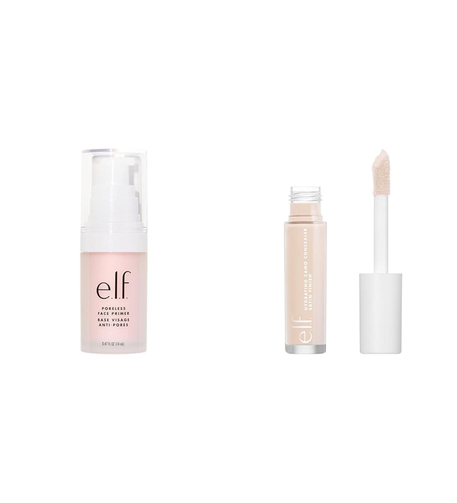 e.l.f. Poreless Face Primer. Makeup Primer For A Flawless Smooth Canvas Gives Makeup Lasting Power Infused With Tea Tree & Cosmetics Hydrating Satin Camo Concealer - Fair Rose 0.203 Fluid Ounces - Buy Online on GoSupps.com