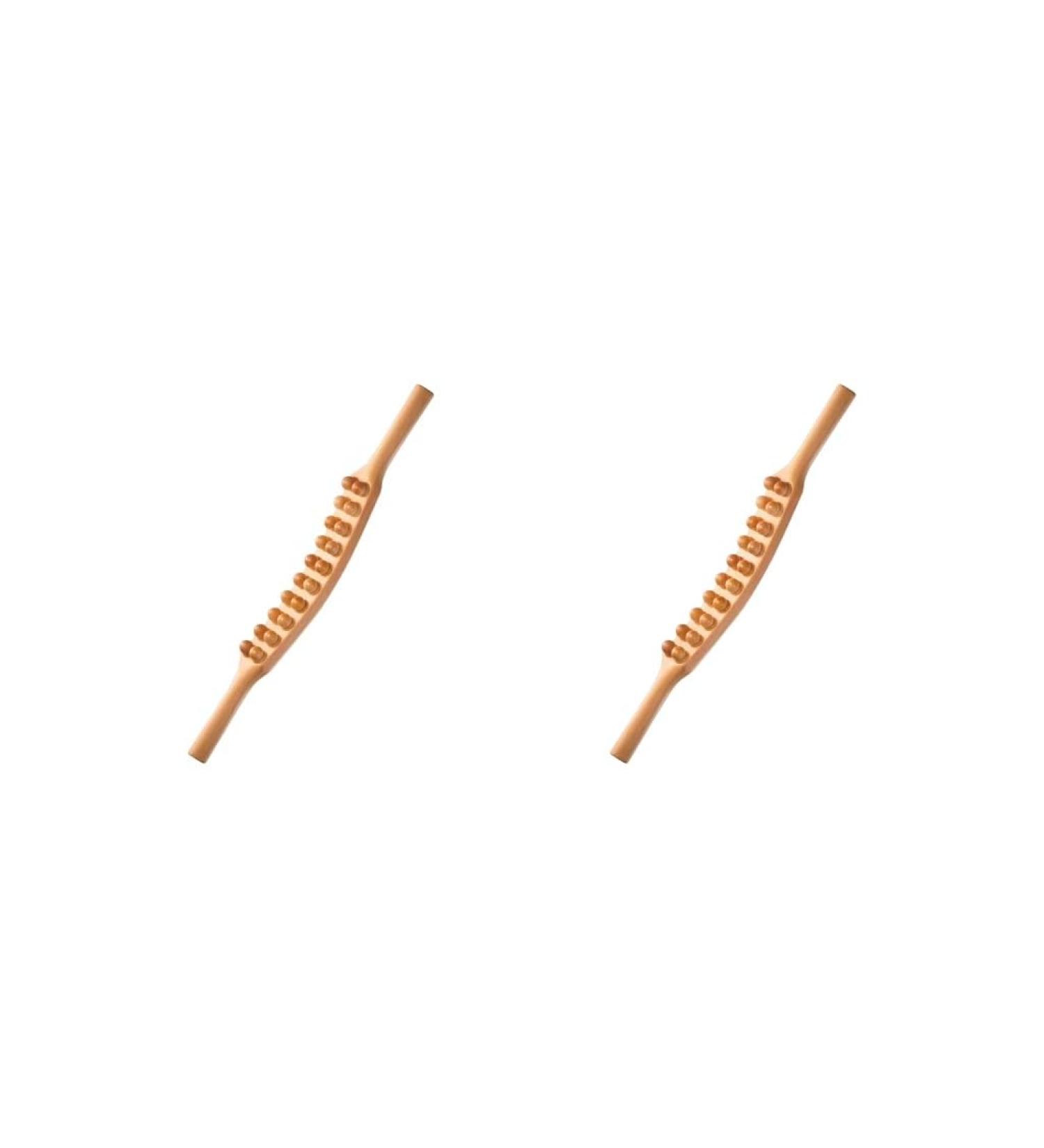 Guasha Massage Stick Set of 2 - Wooden Anti-Cellulite Beech Tool for Back & Waist 60cm - Improve Circulation & Relax Muscles - Buy Online on GoSupps.com
