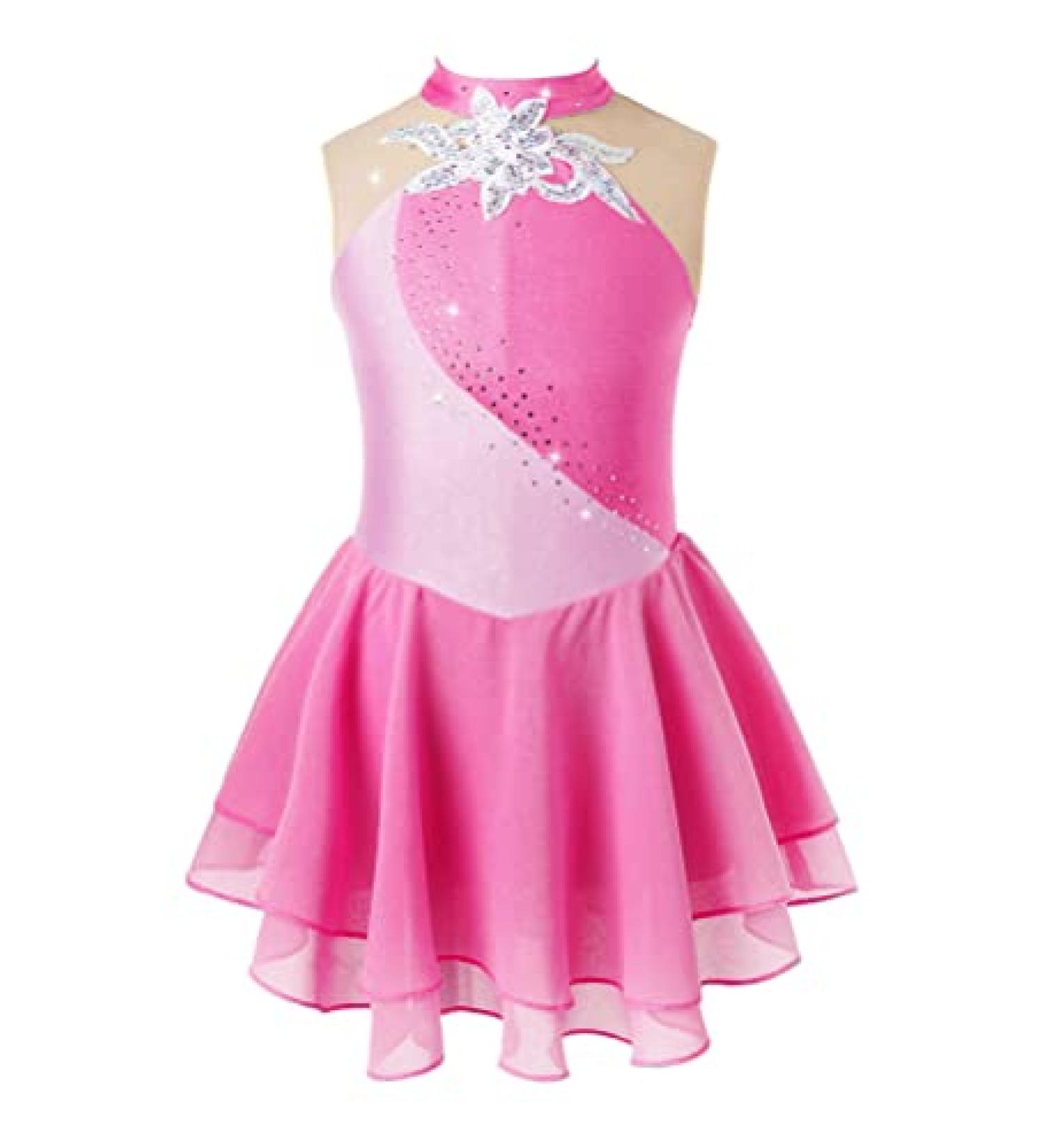 Aislor Girls Figure Roller Ice Skating Dress | Long Sleeve Ballerina Dance Leotard | J*pink | Size 6 Years - Buy Online on GoSupps.com