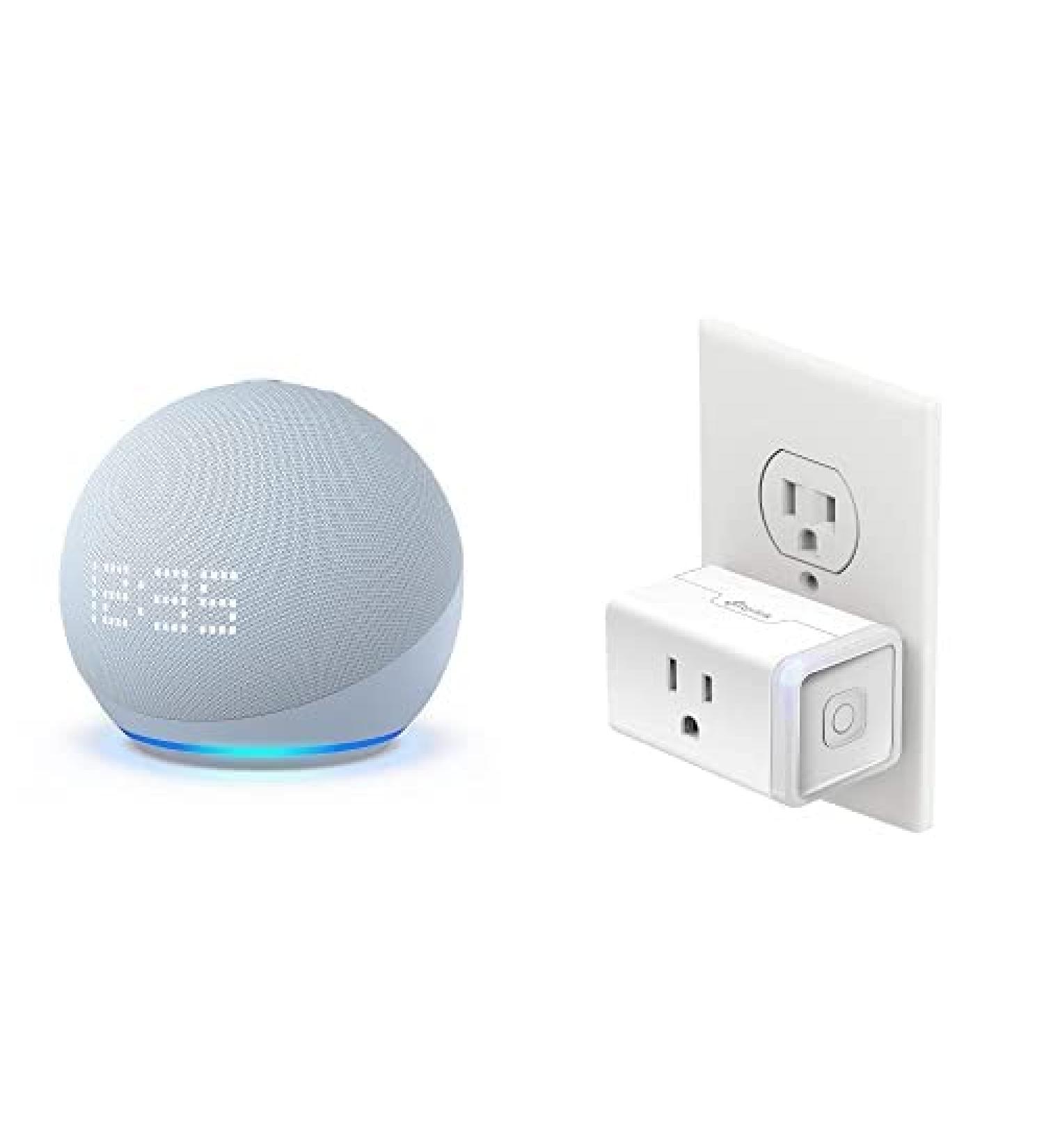 Echo Dot (5th Gen) with Clock in Cloud Blue + Kasa Smart Plug Mini - $2.99 - Buy Online on GoSupps.com
