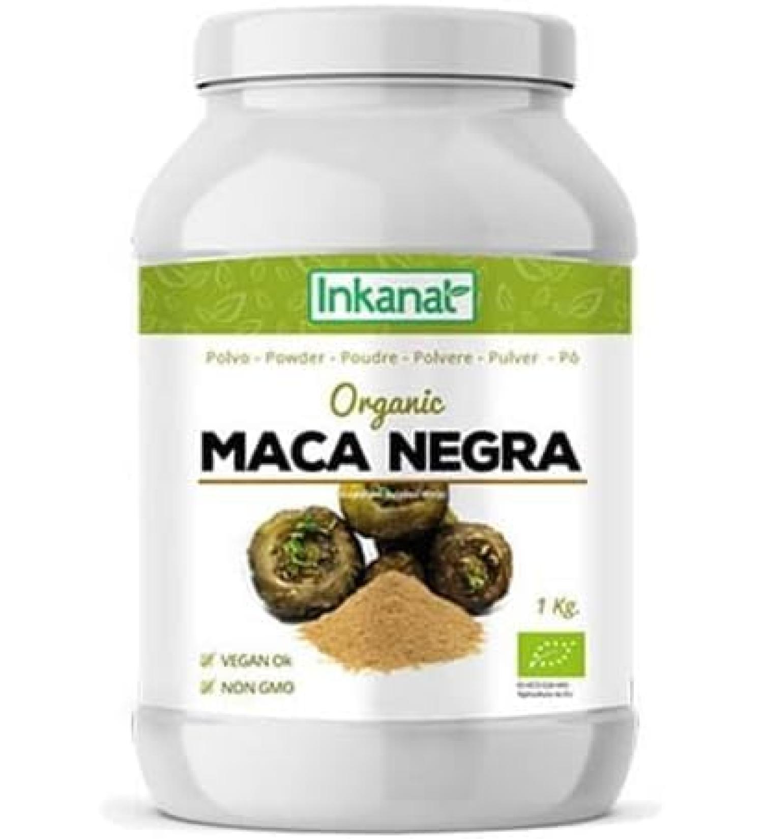 INKANAT Black maca in organic powder 1 kg incanate natural energy vitality and physical and mental performance