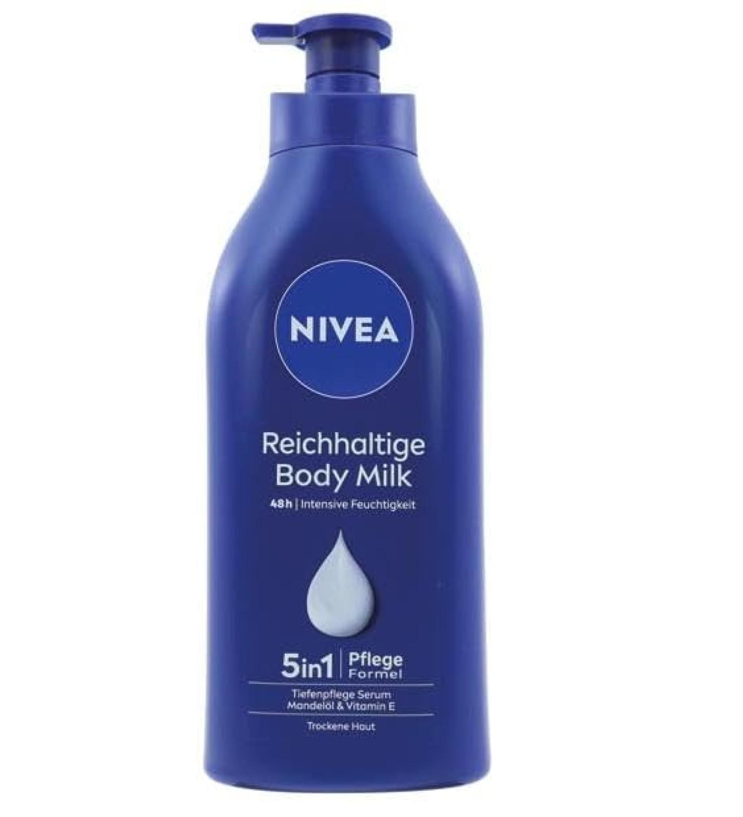 Beiersdorf AG Nivea Rich body milk with pump 48 hours of intensive moisture 625 ml pack of 6 - Buy Online on GoSupps.com