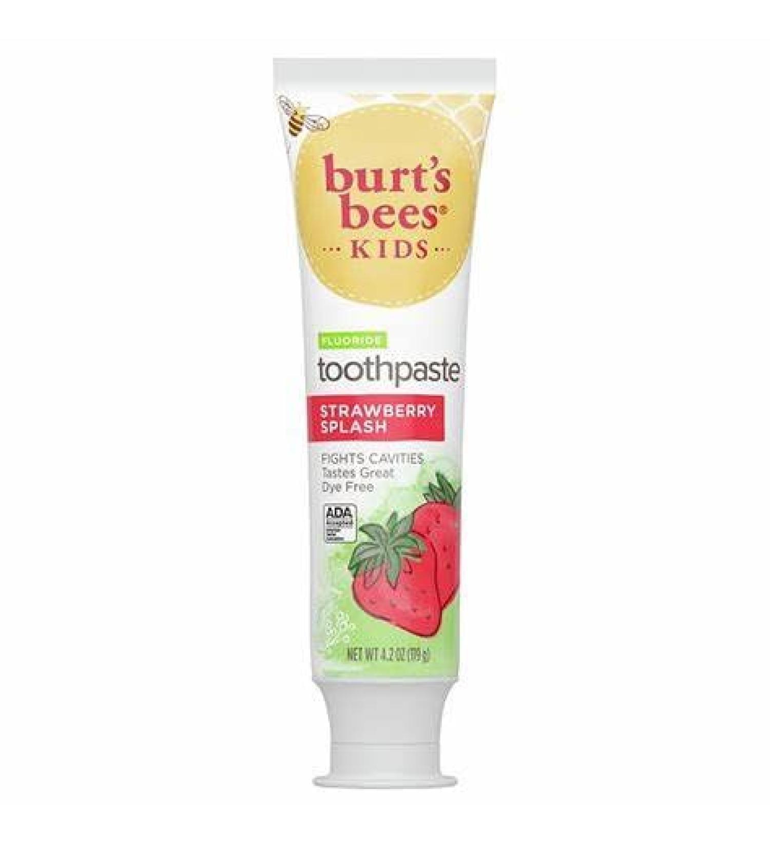 Burt's Bees Kids Toothpaste  Natural Flavor  with Fluoride  Strawberry Splash  4.2 Oz