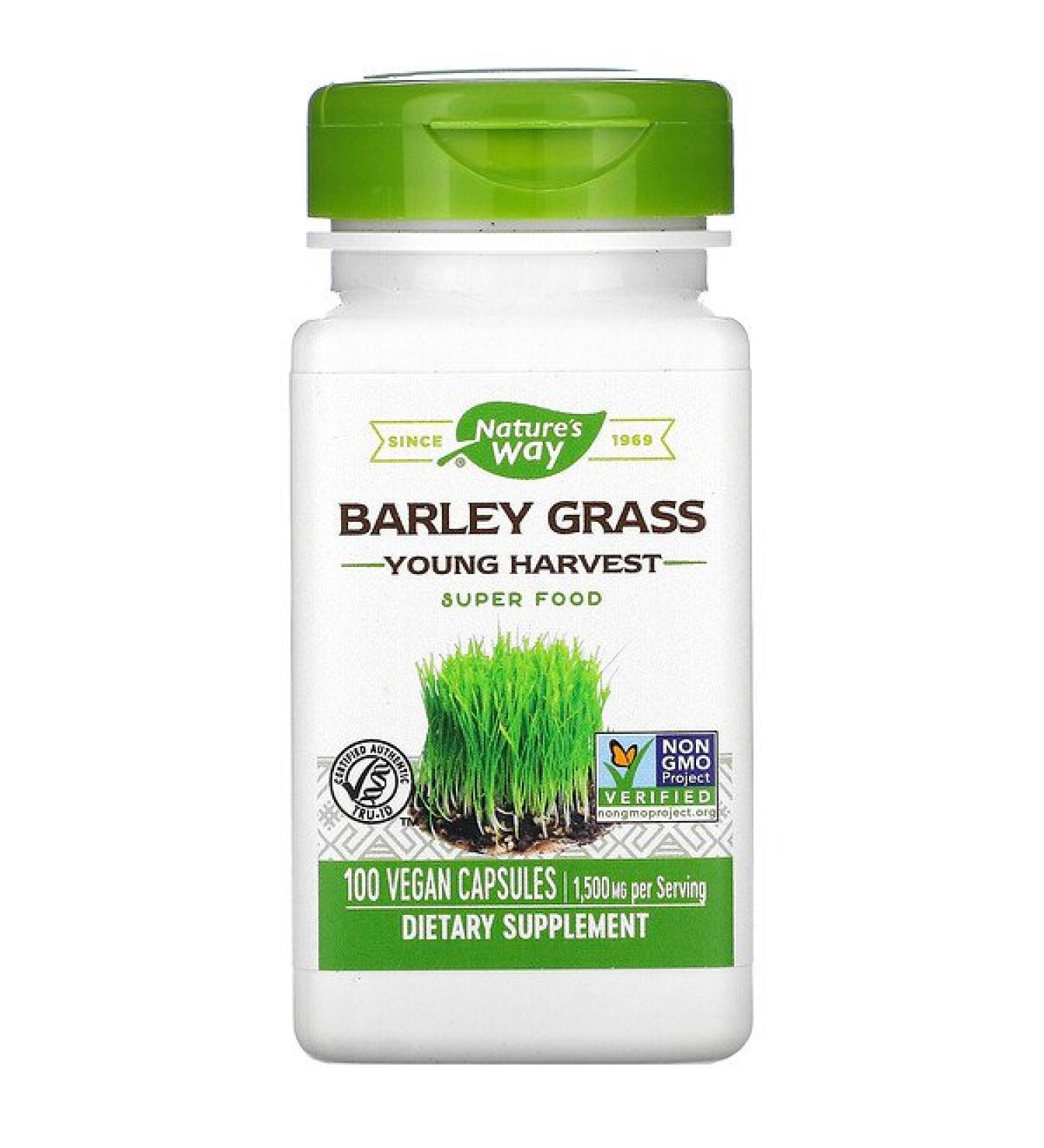 Nature's Way Barley Grass Young Harvest 1500 mg 100 Vegan Capsules
