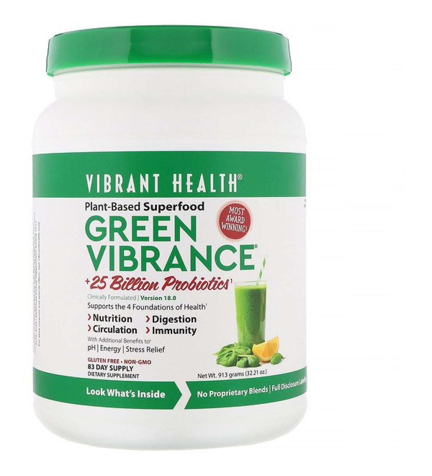 Vibrant Health Green Vibrance +25 Billion Probiotics Version 18.0 32.21 oz (913 g)