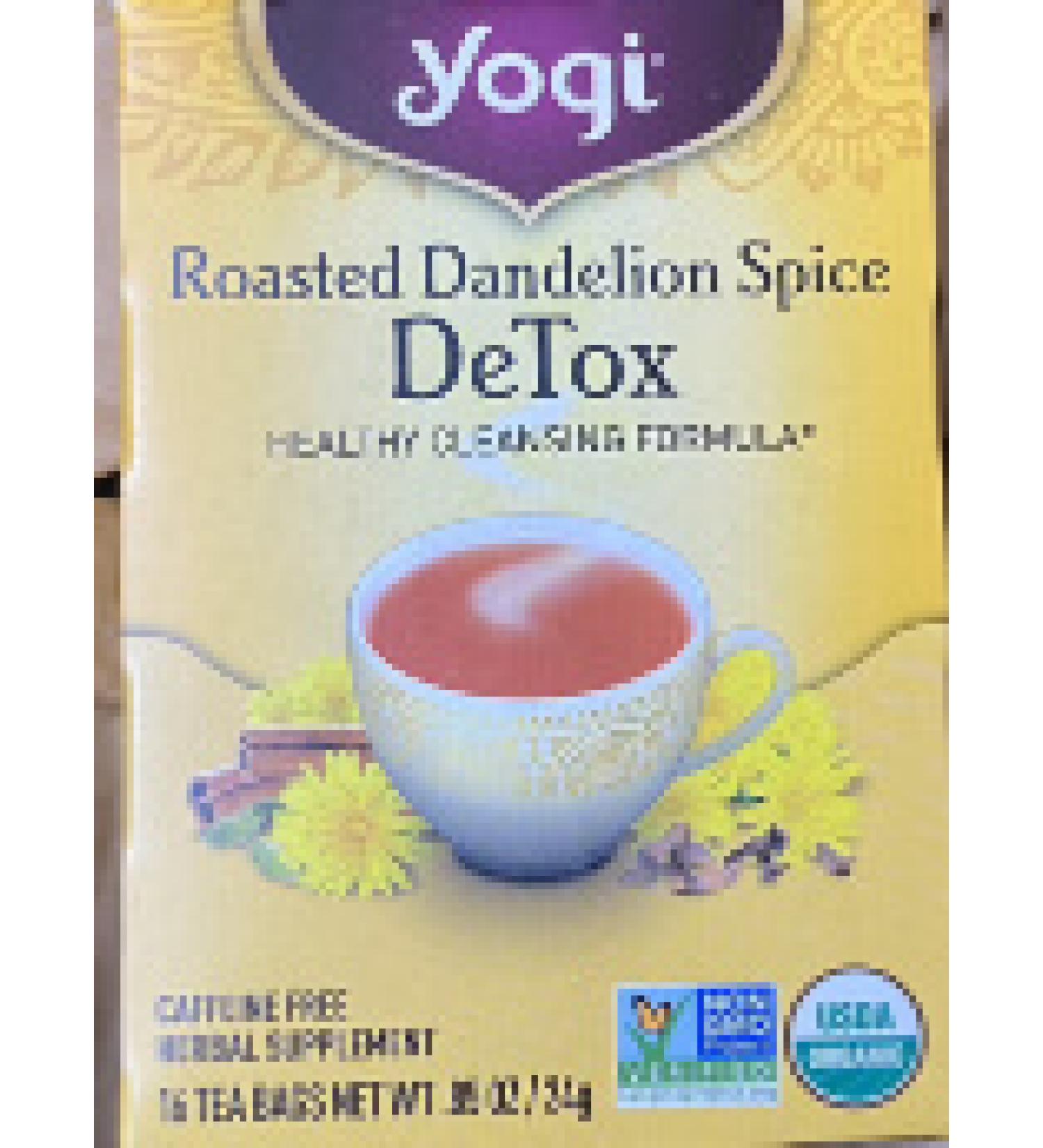 Yogi Tea Roasted Dandelion Spice Detox Caffeine Free 16 Tea Bags 0.85 oz (24 g)