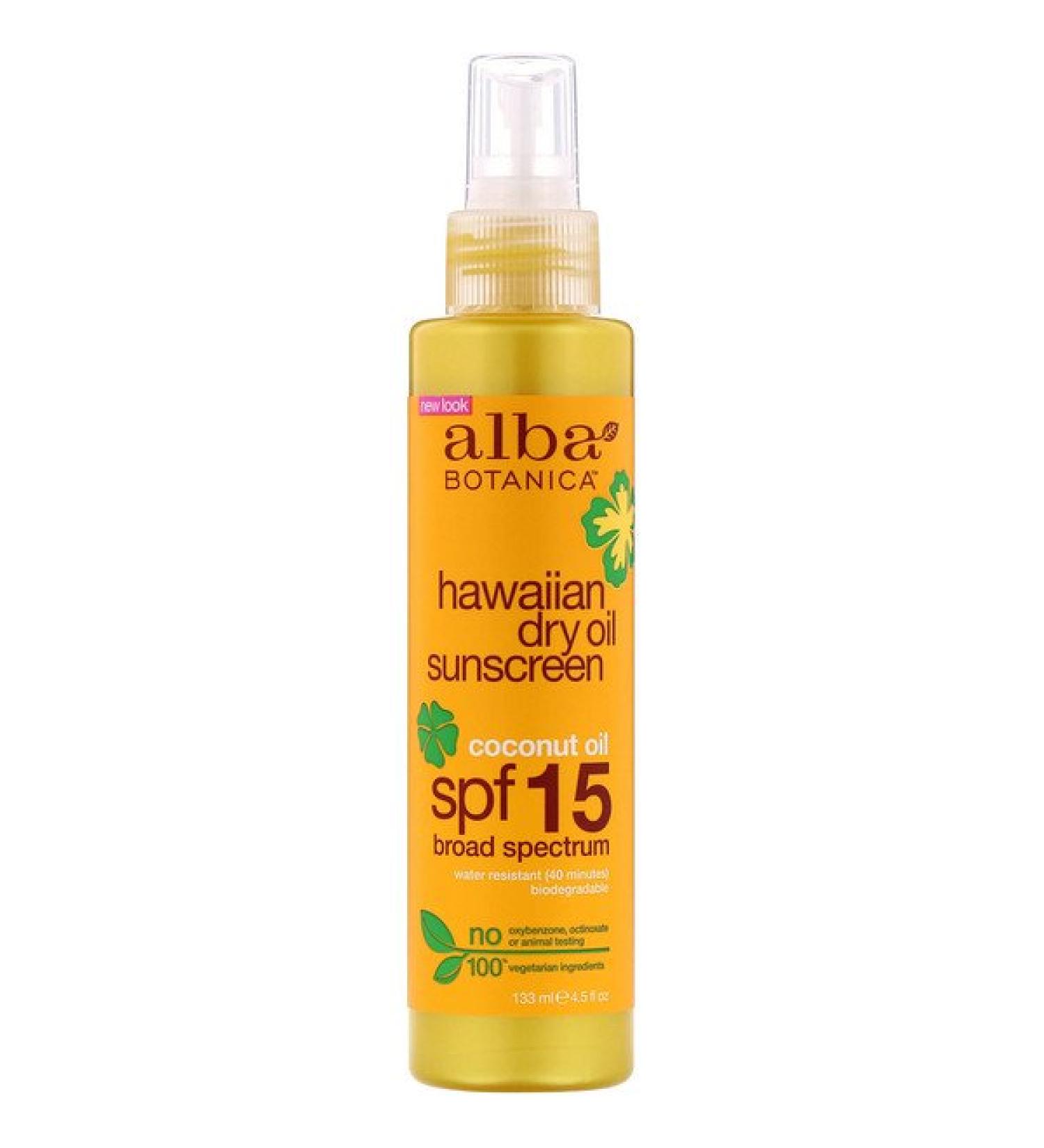 Alba Botanica Hawaiian Dry Oil Sunscreen Coconut Oil SPF 15 4.5 fl oz (133 ml)