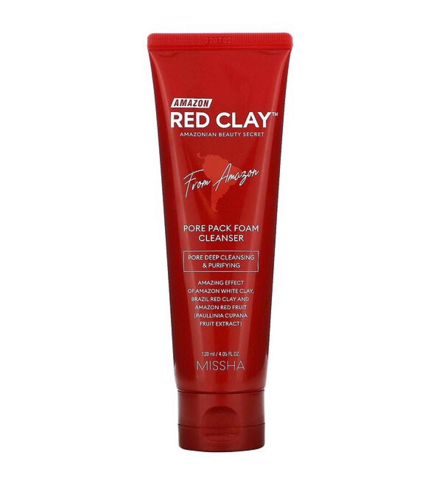 Missha Amazon Red Clay Pore Pack Foam Cleanser 4.05 fl oz (120 ml)