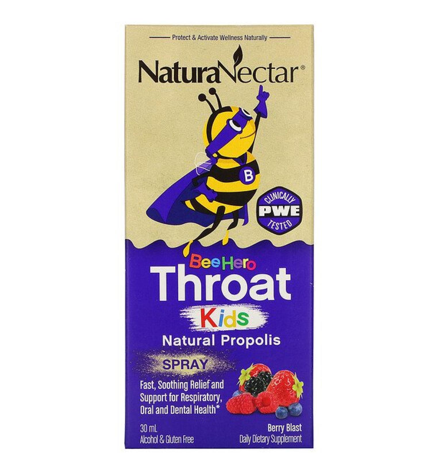 NaturaNectar Bee Hero Throat Kids Natural Propolis Spray Berry Blast 30 ml
