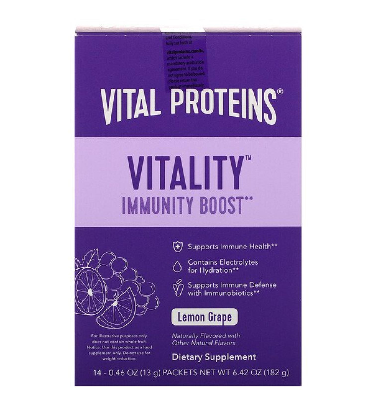Vital Proteins Vitality Immune Boost Lemon Grape  14 Packets 0.46 oz (13 g) Each