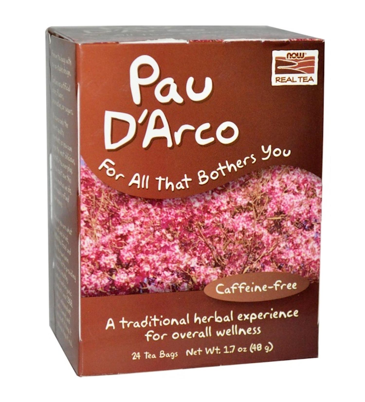 Now Foods Real Tea Pau D'Arco Caffeine-Free 24 Tea Bags 1.7 oz (48 g)