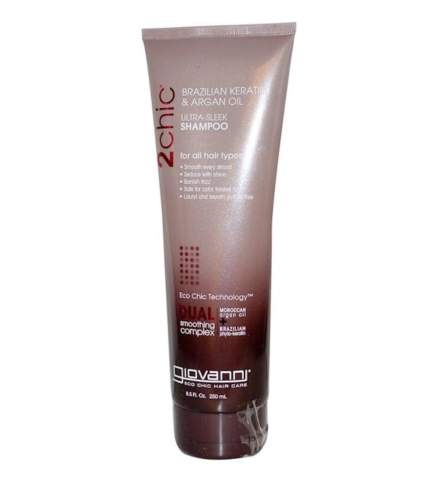 Giovanni 2chic Ultra-Sleek Shampoo - Brazilian Keratin & Argan Oil 8.5 oz for Smooth Hair - Buy Online on GoSupps.com