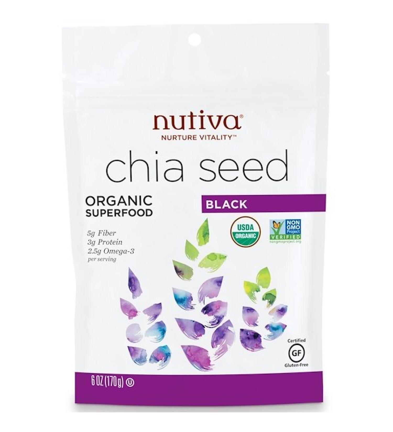 Nutiva Organic Black Chia Seeds 6 oz - Premium Superfood for Health - Buy Online on GoSupps.com