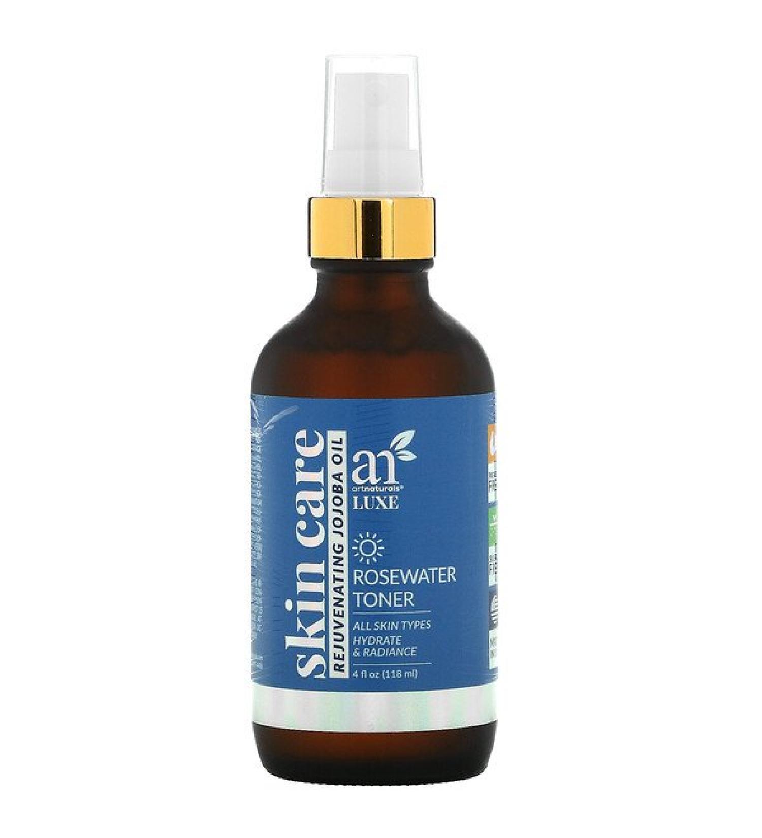 Artnaturals Luxe Rosewater Toner Rejuvenating Jojoba Oil 4 fl oz (118 ml)