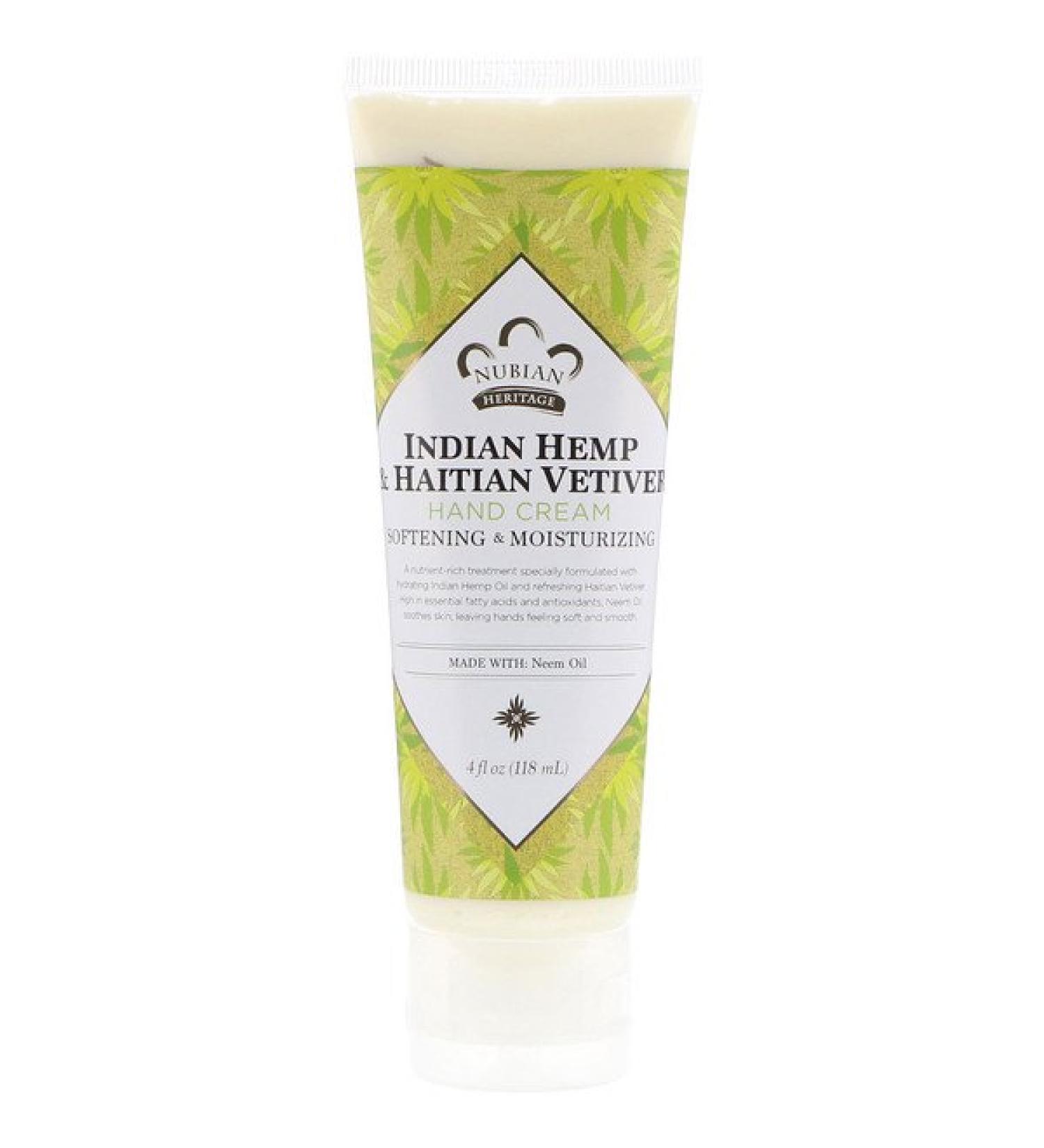 Nubian Heritage Hand Cream Indian Hemp & Haitian Vetiver 4 fl oz (118 ml)