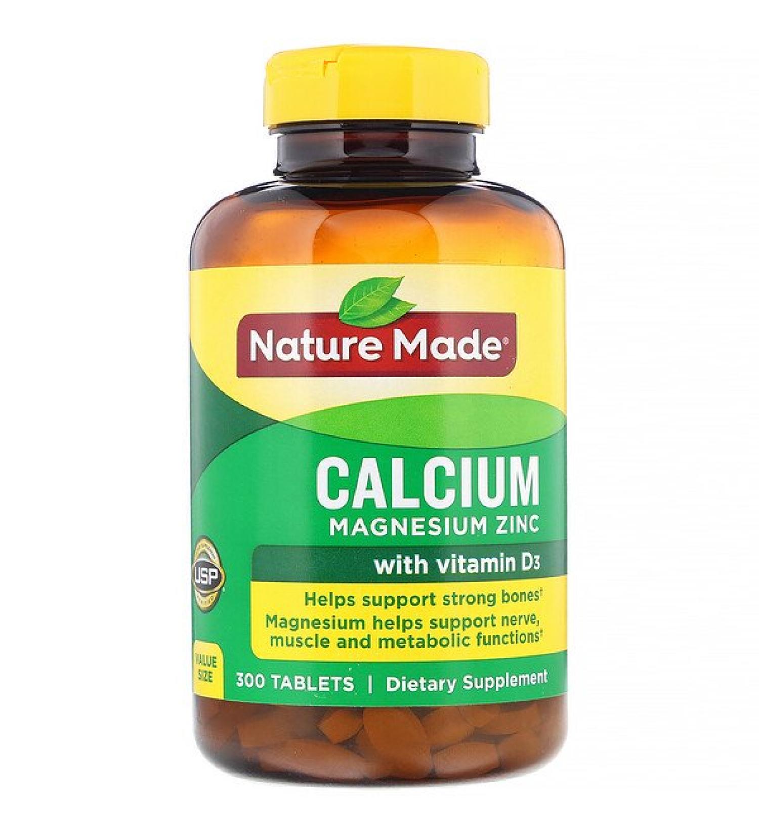 Nature Made Calcium Magnesium Zinc with Vitamin D3 300 Tablets
