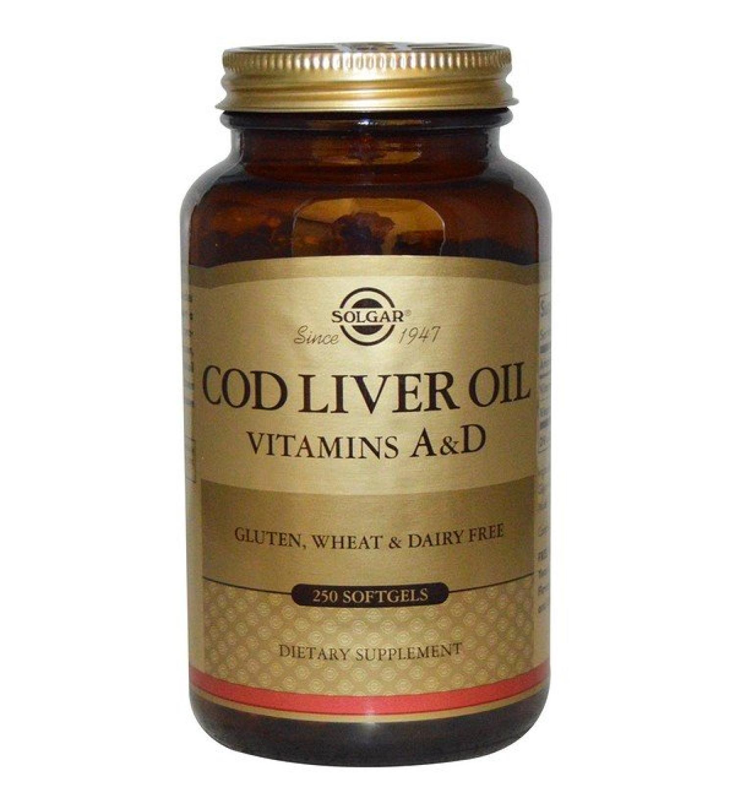Solgar Cod Liver Oil Vitamins A & D 250 Softgels