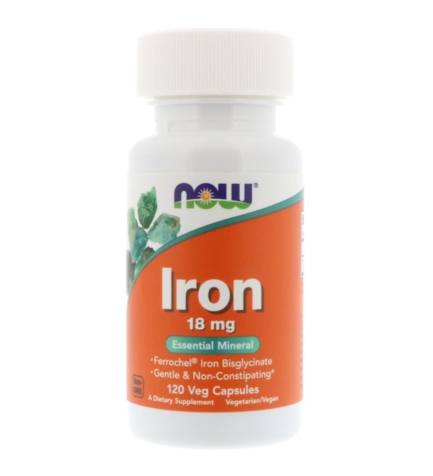 Now Foods Iron 18 mg 120 Veg Capsules