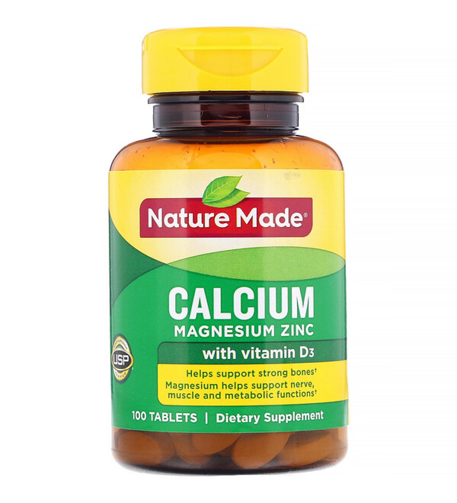Nature Made Calcium Magnesium  Zinc with Vitamin D3 100 Tablets