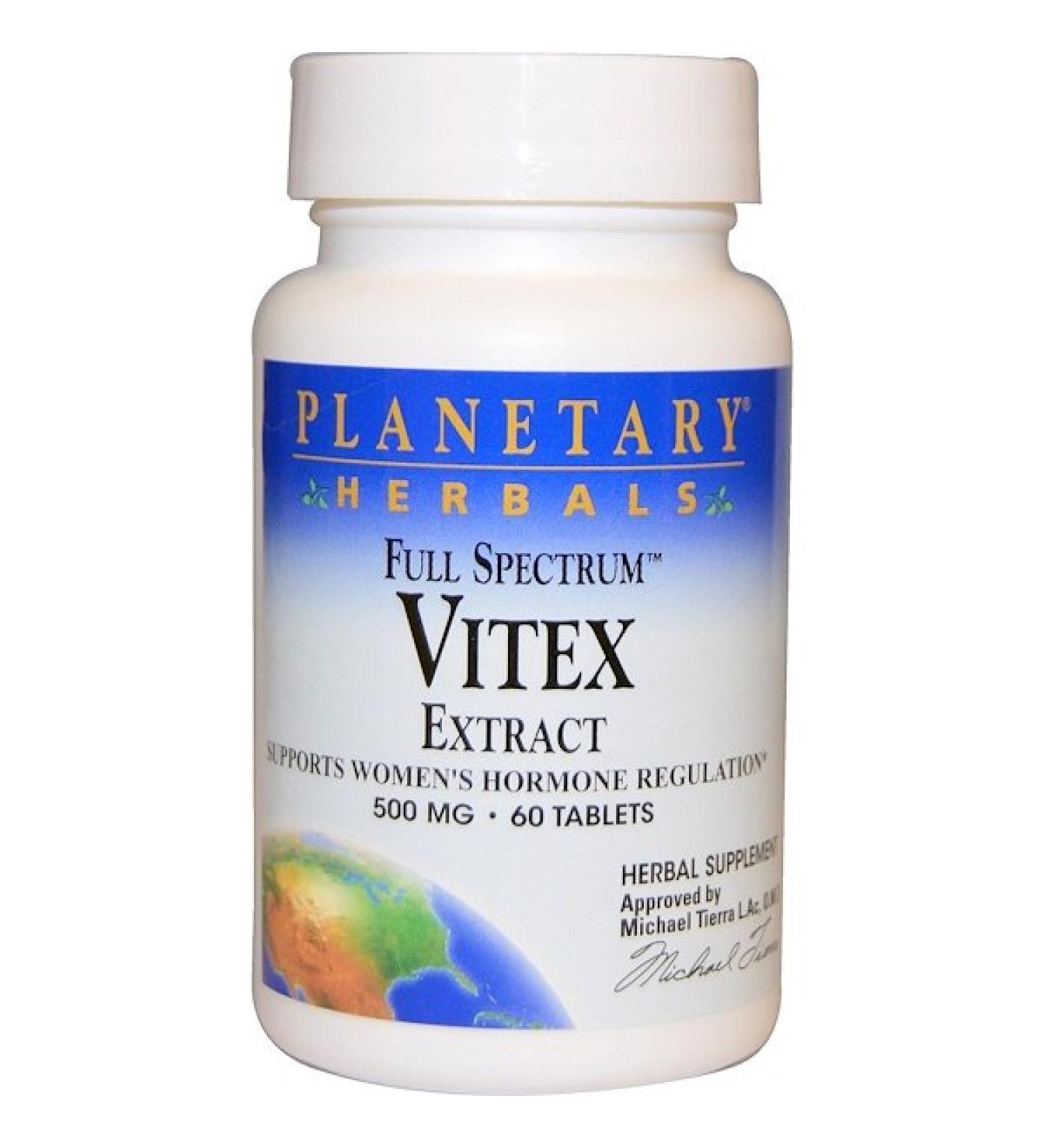 Planetary Herbals Full Spectrum Vitex Extract 500 mg 60 Tablets